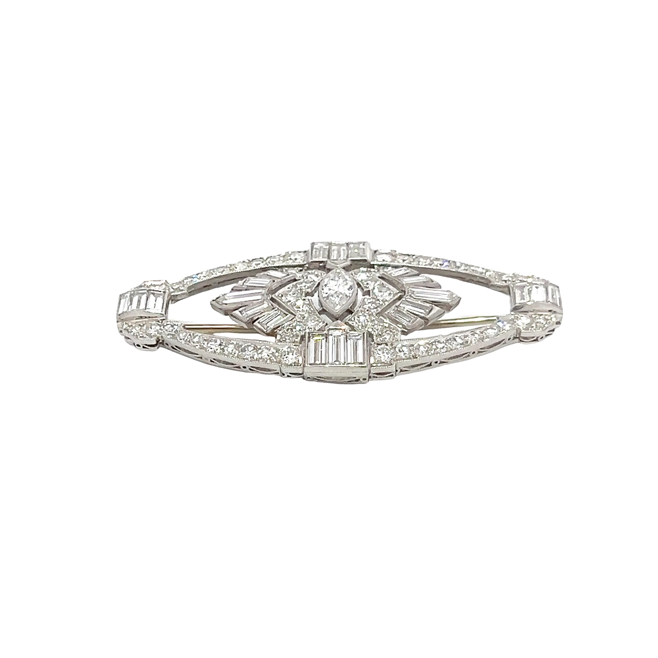 PLATINUM AND DIAMOND RETRO BROOCH