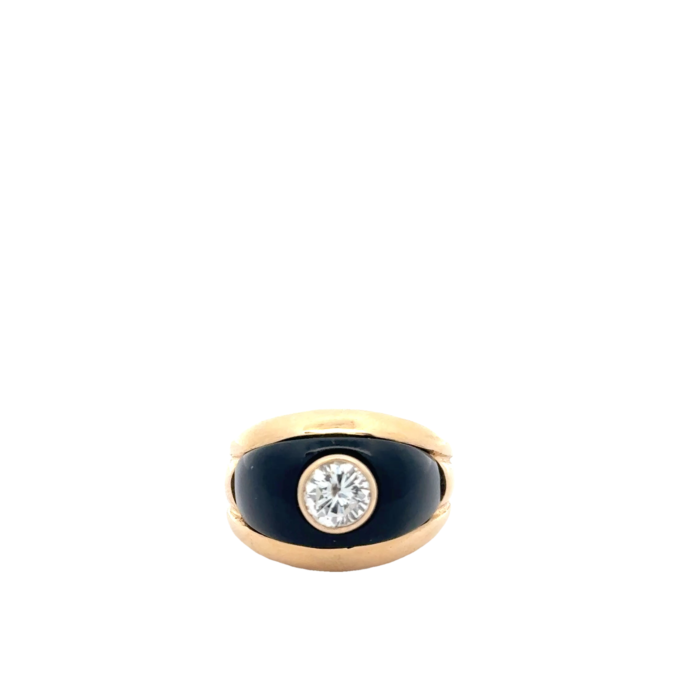 14 KARAT YELLOW GOLD DIAMOND AND ONYX RING