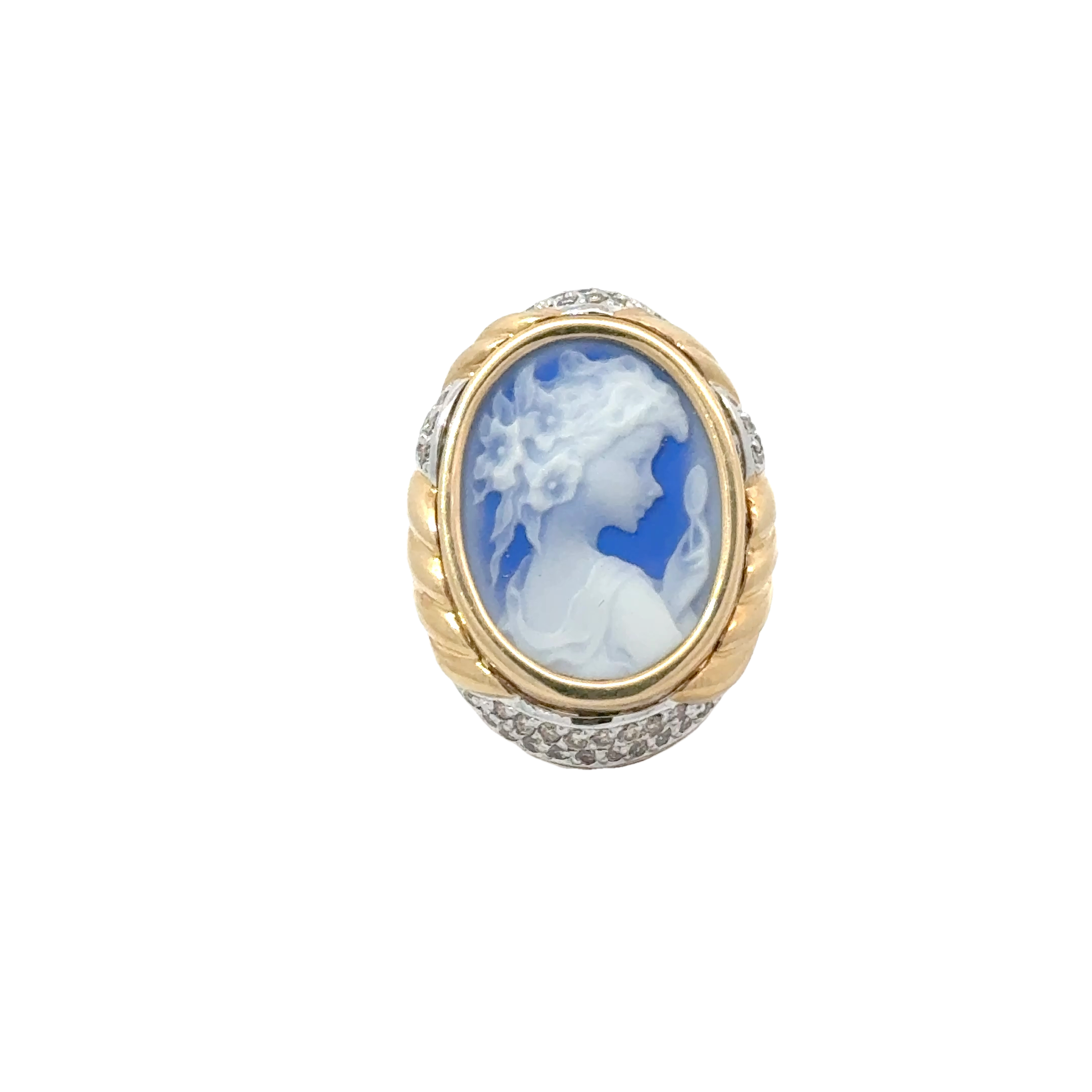 14 KARAT CAMEO AND DIAMOND RING
