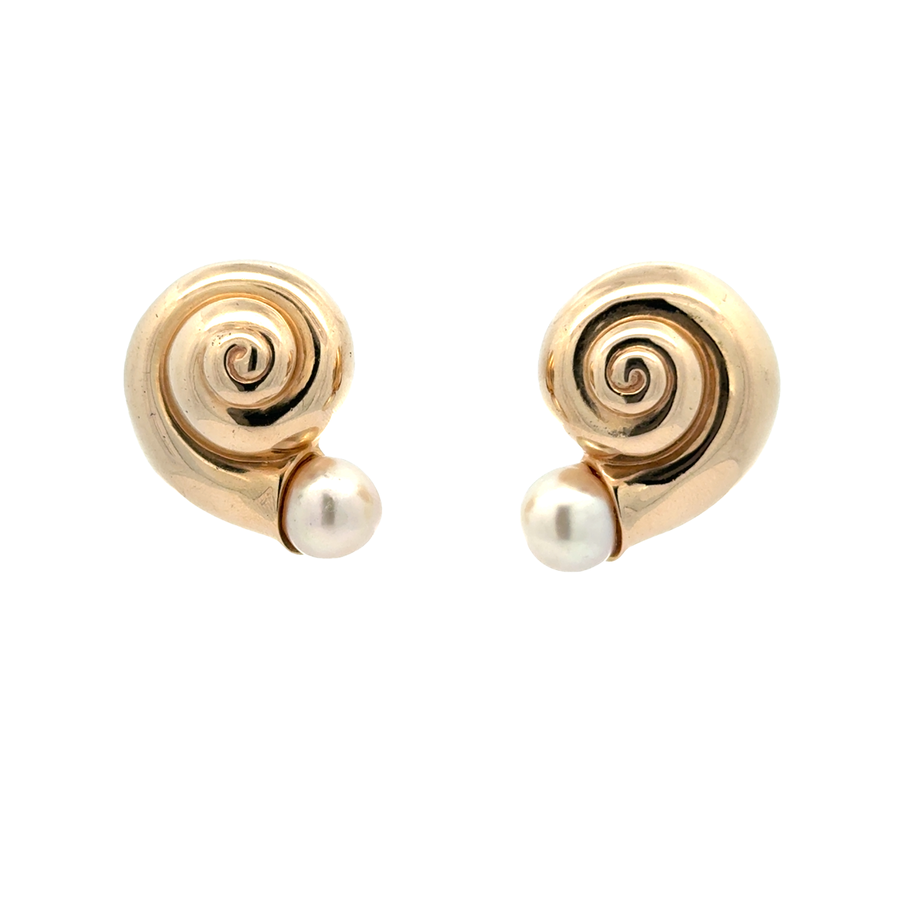 14 KARAT SEASHELL PEARL EARRINGS