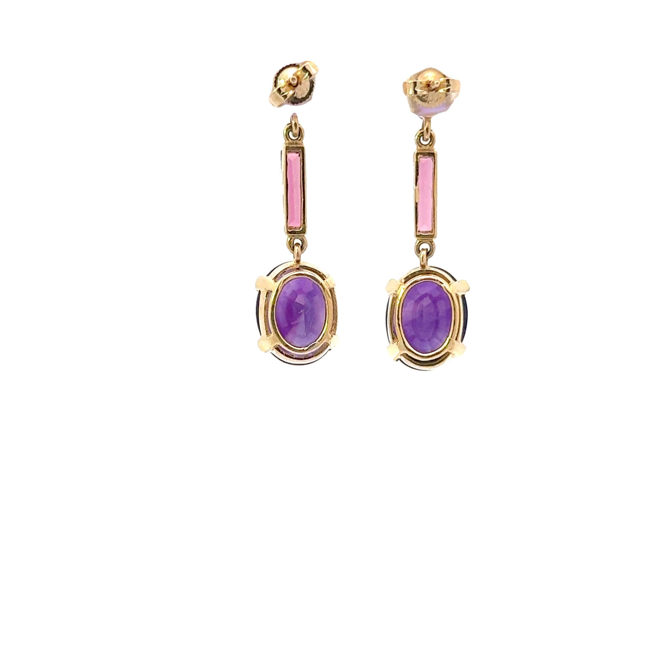 14 KARAT AMETHYST AND TOURMALINE EARRINGS