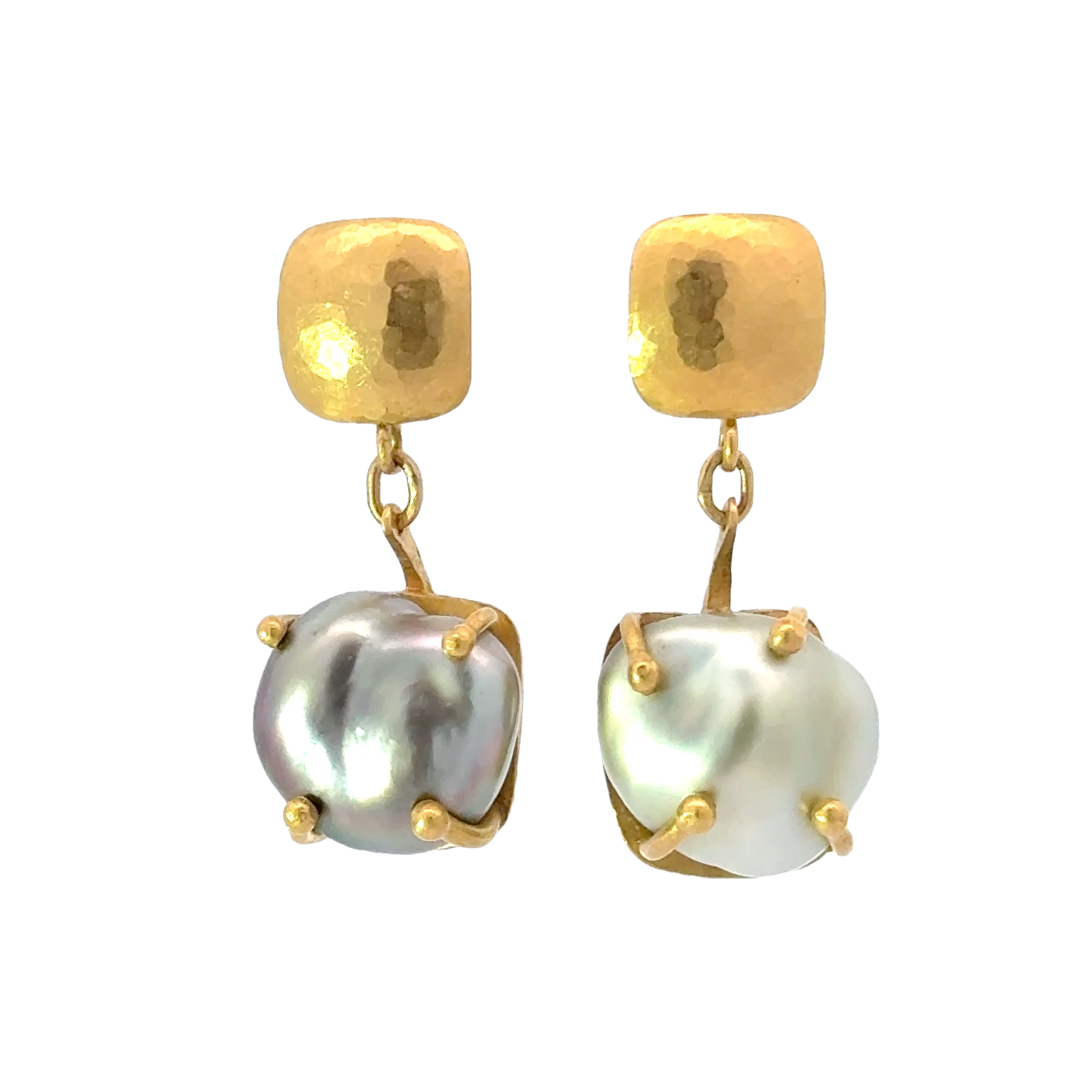 22 KARAT YELLOW GOLD AND CULTURED PEARL EARRINGS