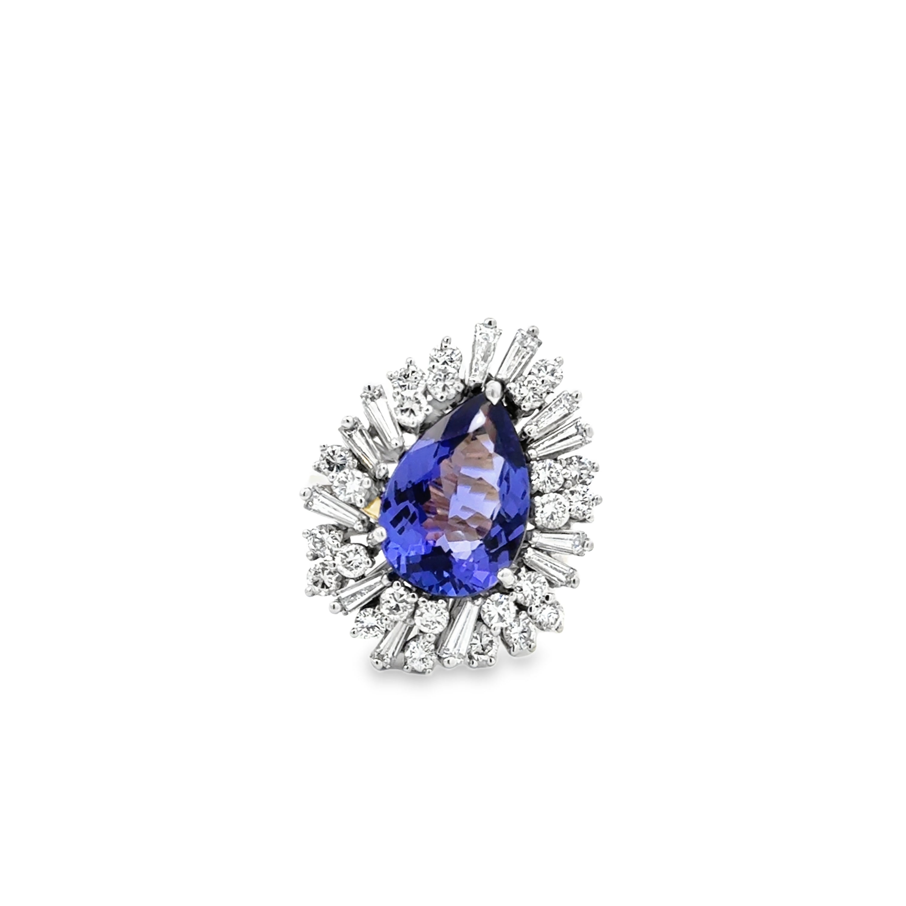 18 KARAT TANZANITE AND DIAMOND RING