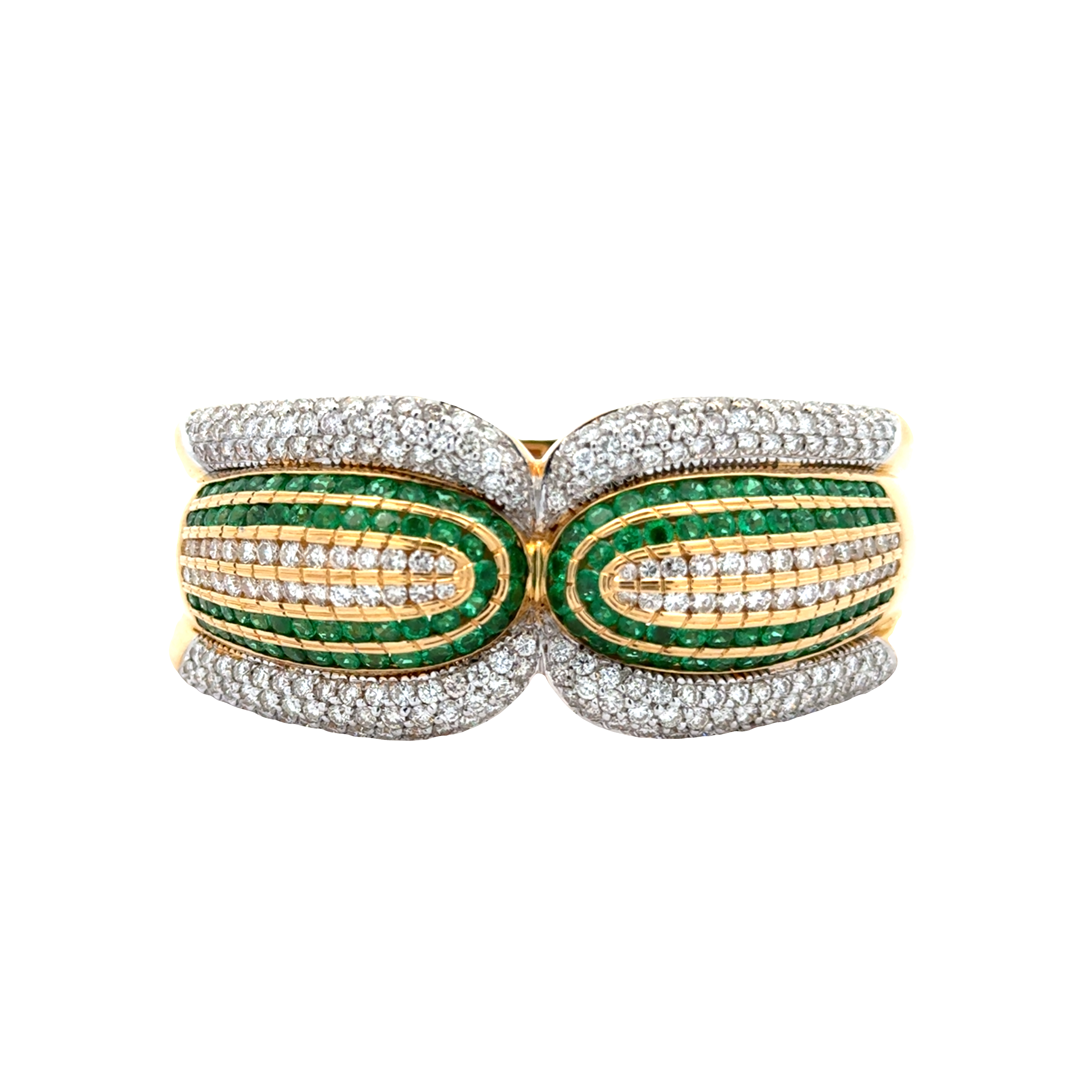 18 KARAT YELLOW GOLD DIAMOND AND EMERALD BRACELET