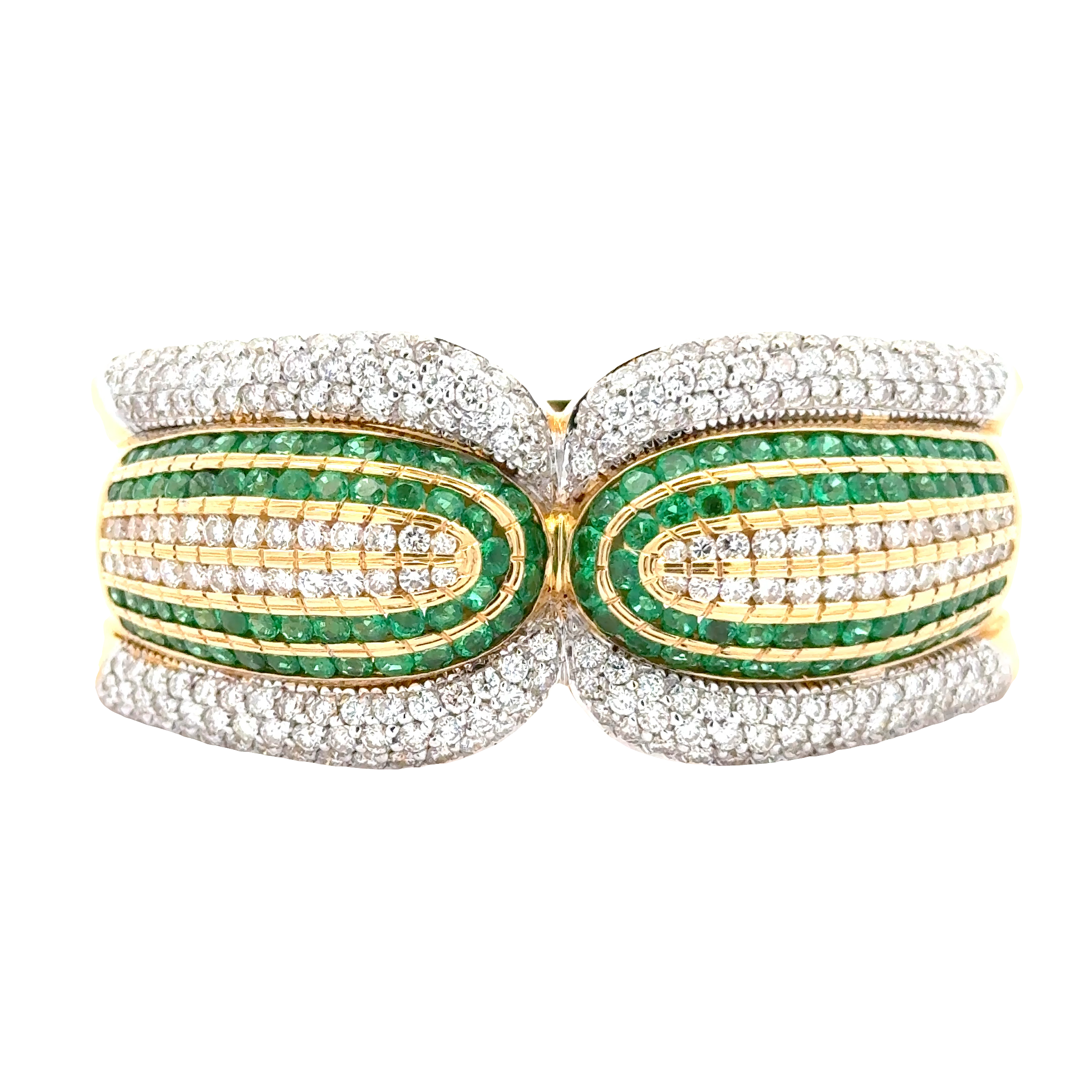 18 KARAT YELLOW GOLD DIAMOND AND EMERALD BRACELET