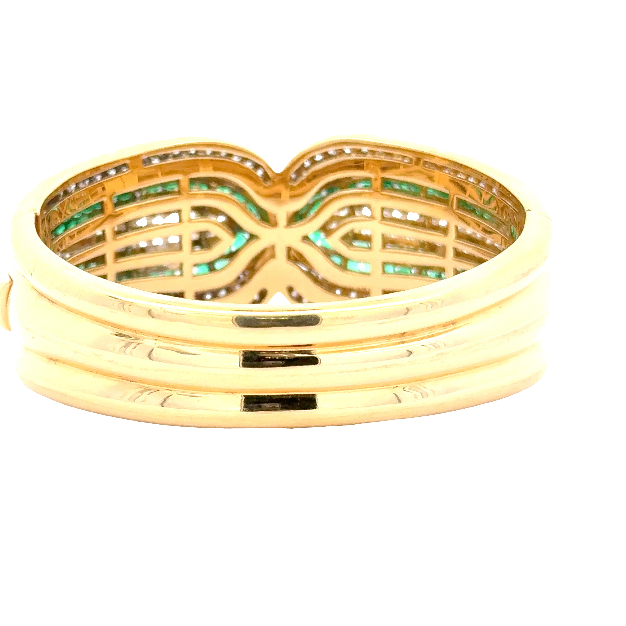 18 KARAT YELLOW GOLD DIAMOND AND EMERALD BRACELET