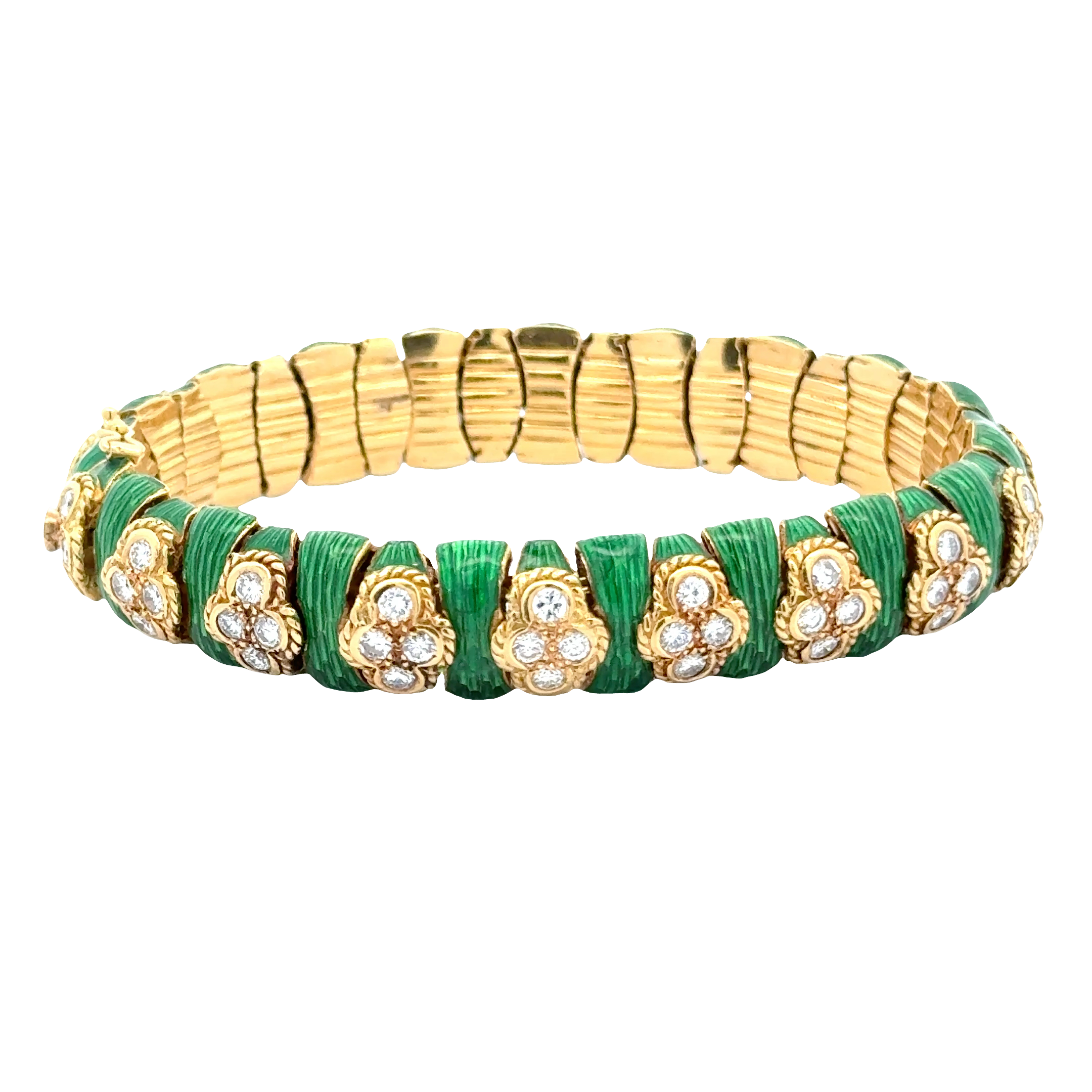 18 KARAT YELLOW GOLD ENAMEL AND DIAMOND BRACELET