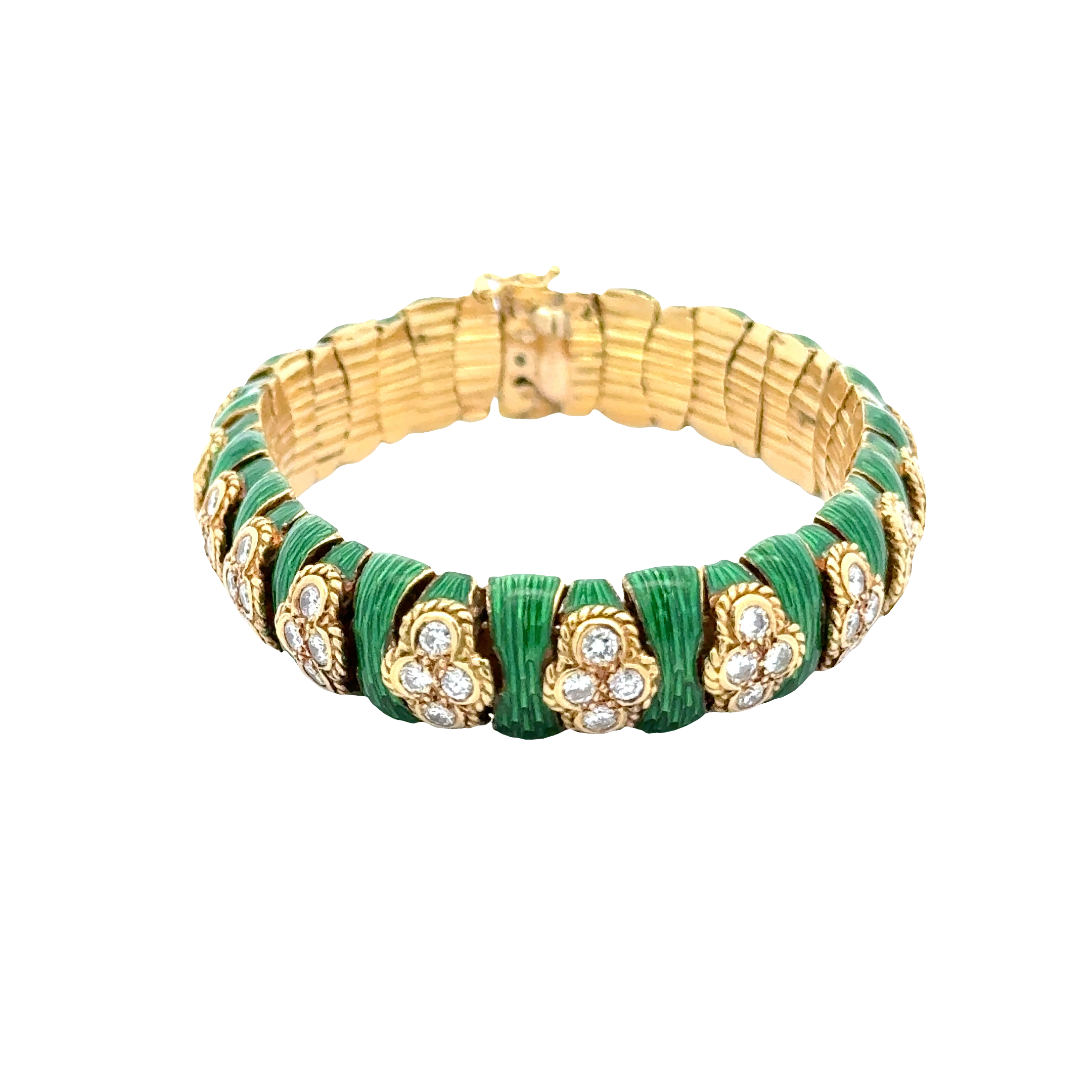 18 KARAT YELLOW GOLD ENAMEL AND DIAMOND BRACELET