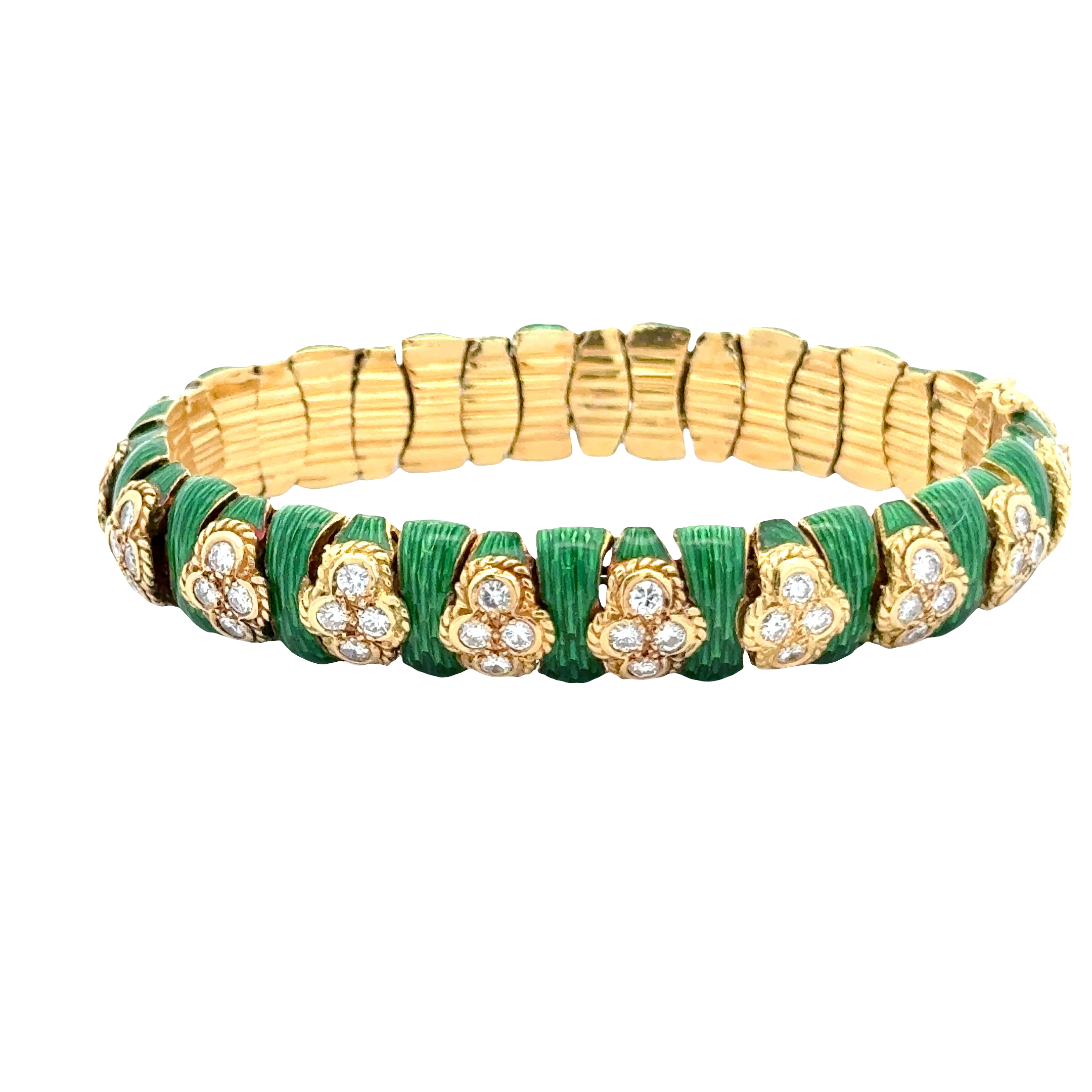 18 KARAT YELLOW GOLD ENAMEL AND DIAMOND BRACELET