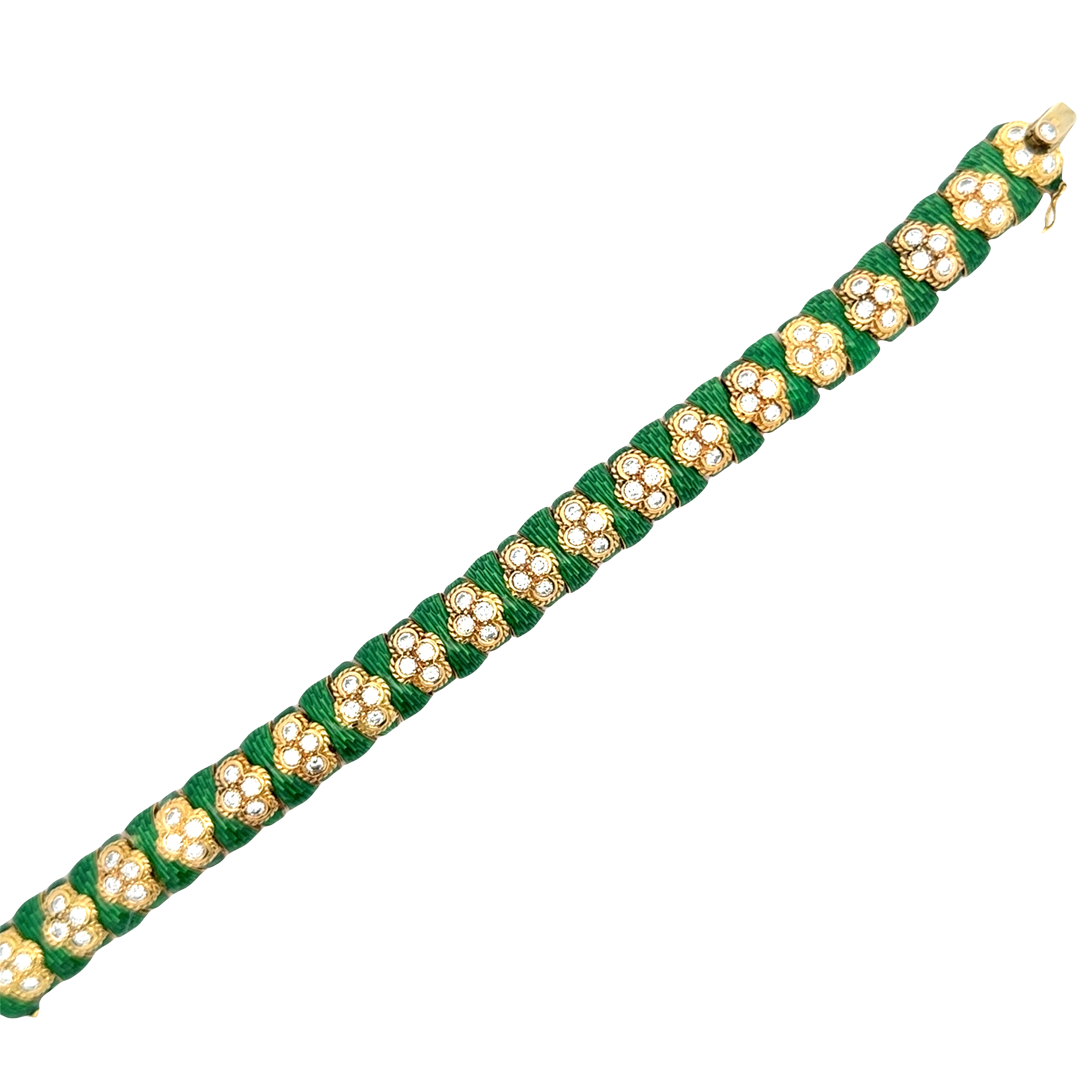 18 KARAT YELLOW GOLD ENAMEL AND DIAMOND BRACELET
