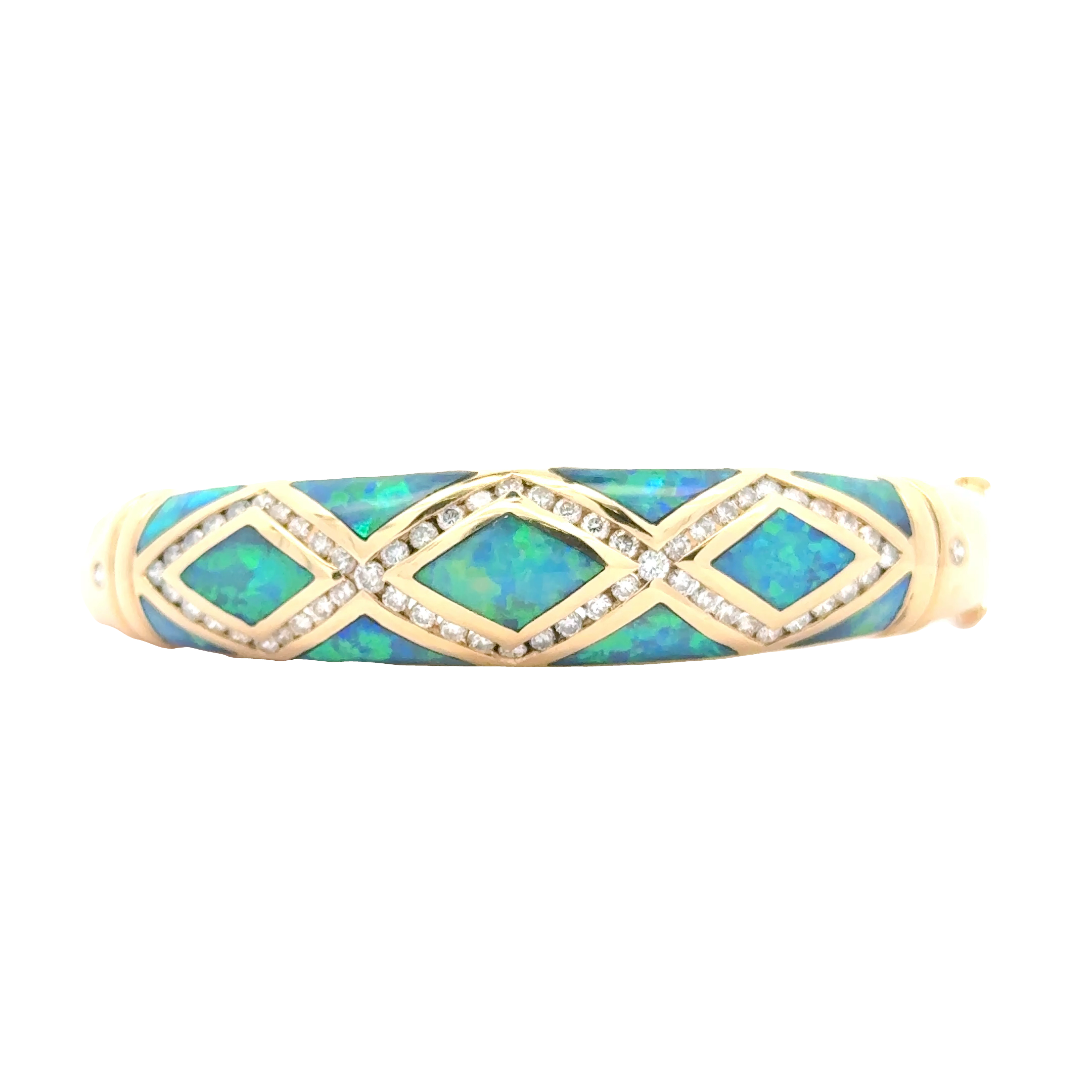 14 KARAT GOLD OPAL AND DIAMOND BRACELET