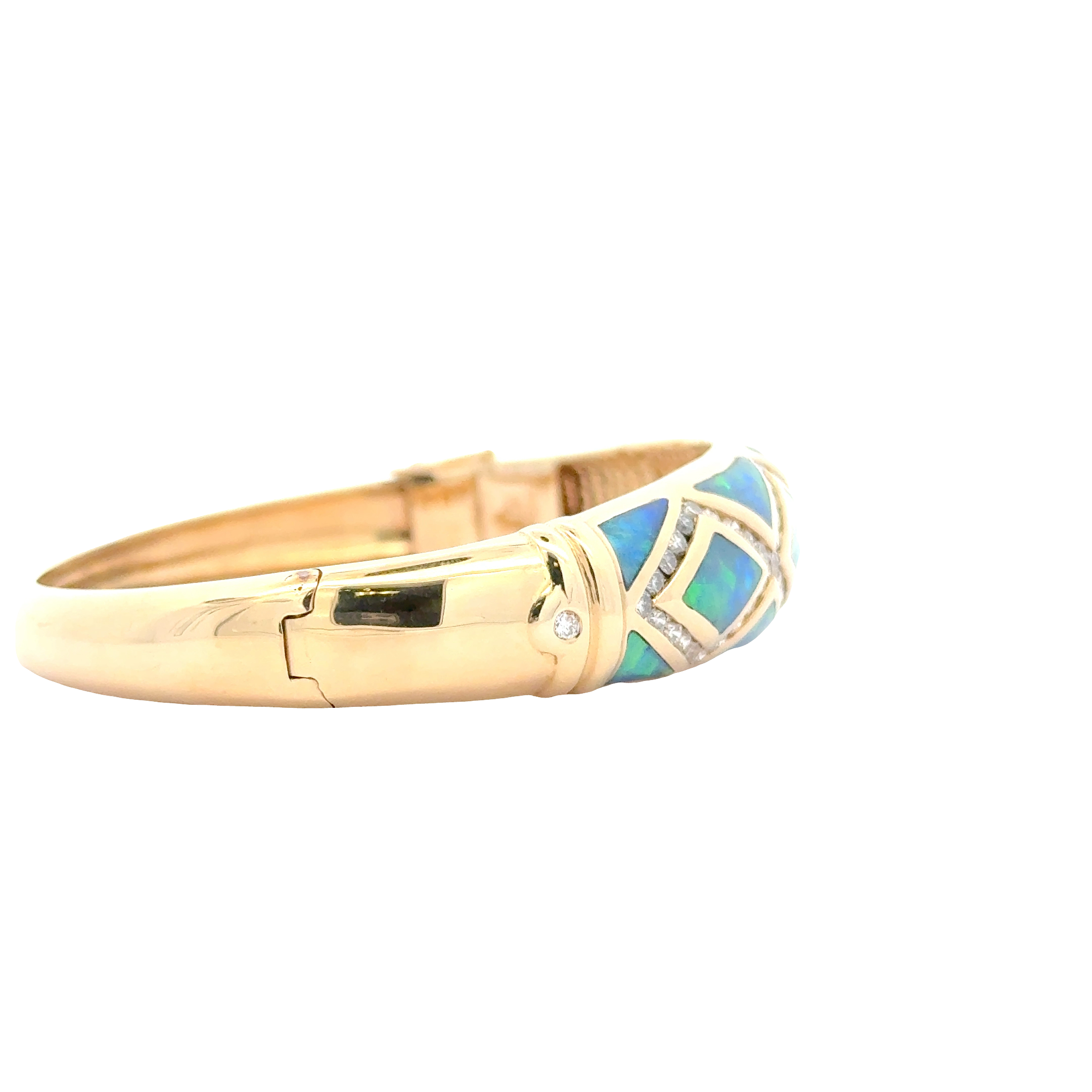 14 KARAT GOLD OPAL AND DIAMOND BRACELET