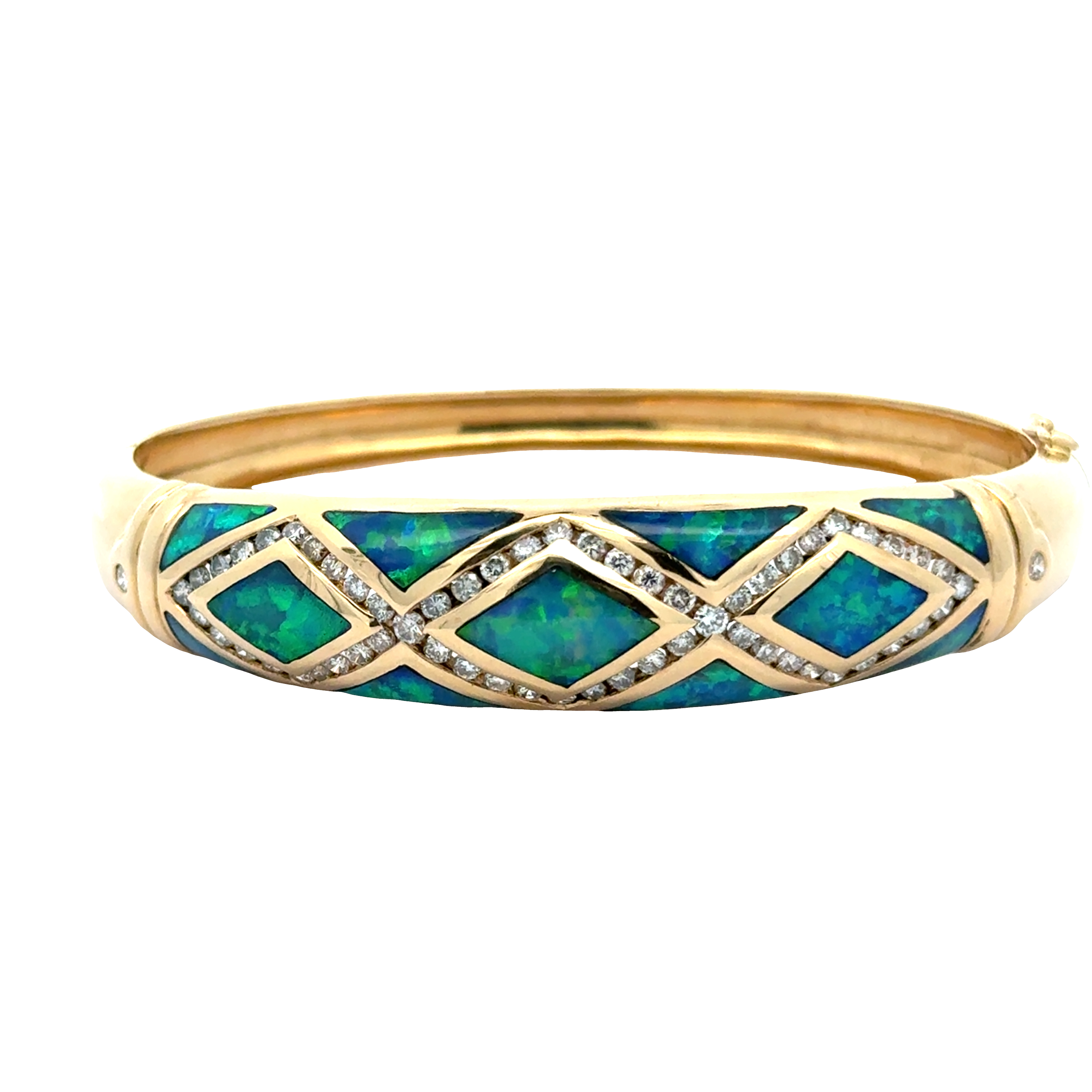 14 KARAT GOLD OPAL AND DIAMOND BRACELET