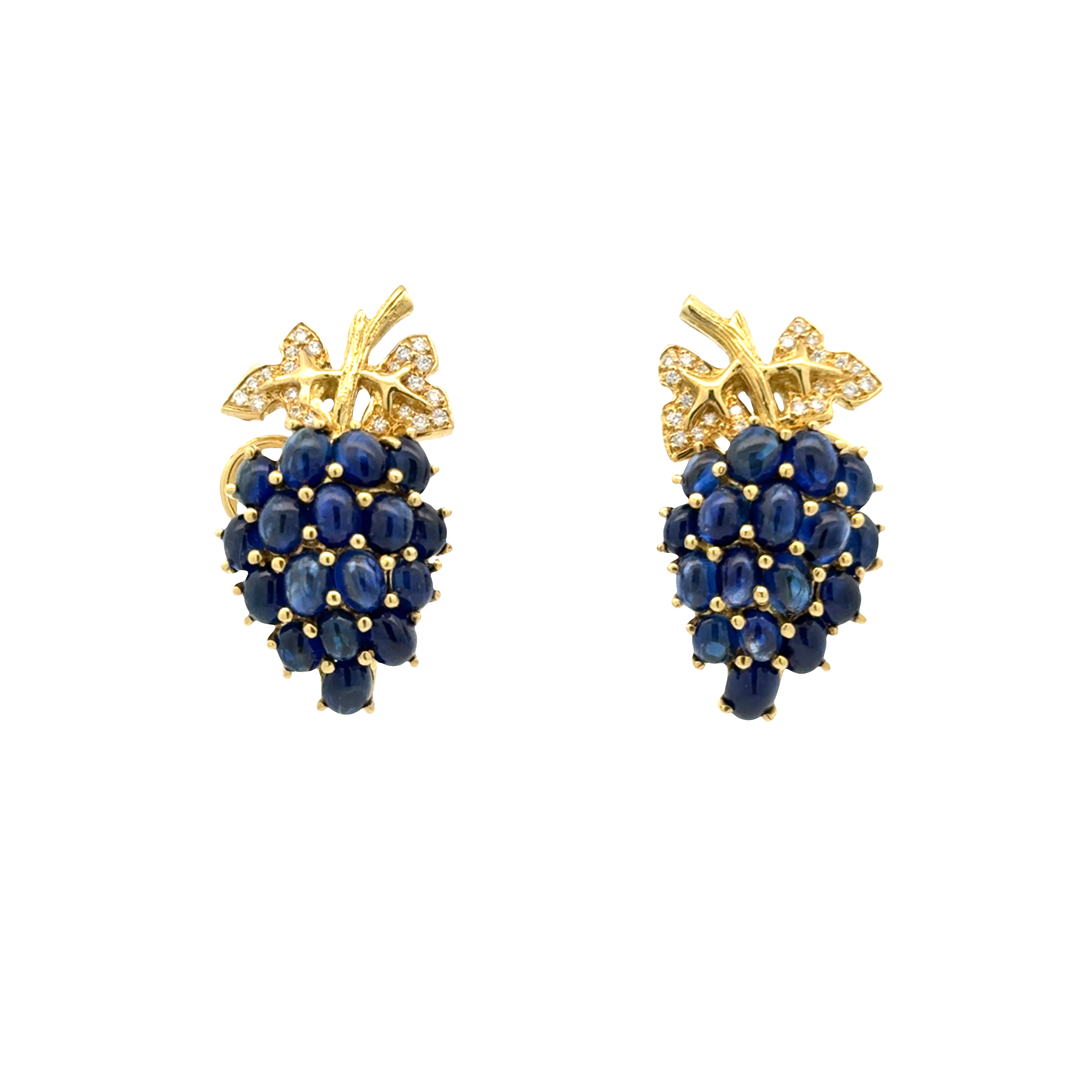 TIFFANY & CO. 18 KARAT YELLOW GOLD SAPPHIRE AND DIAMOND EARRINGS