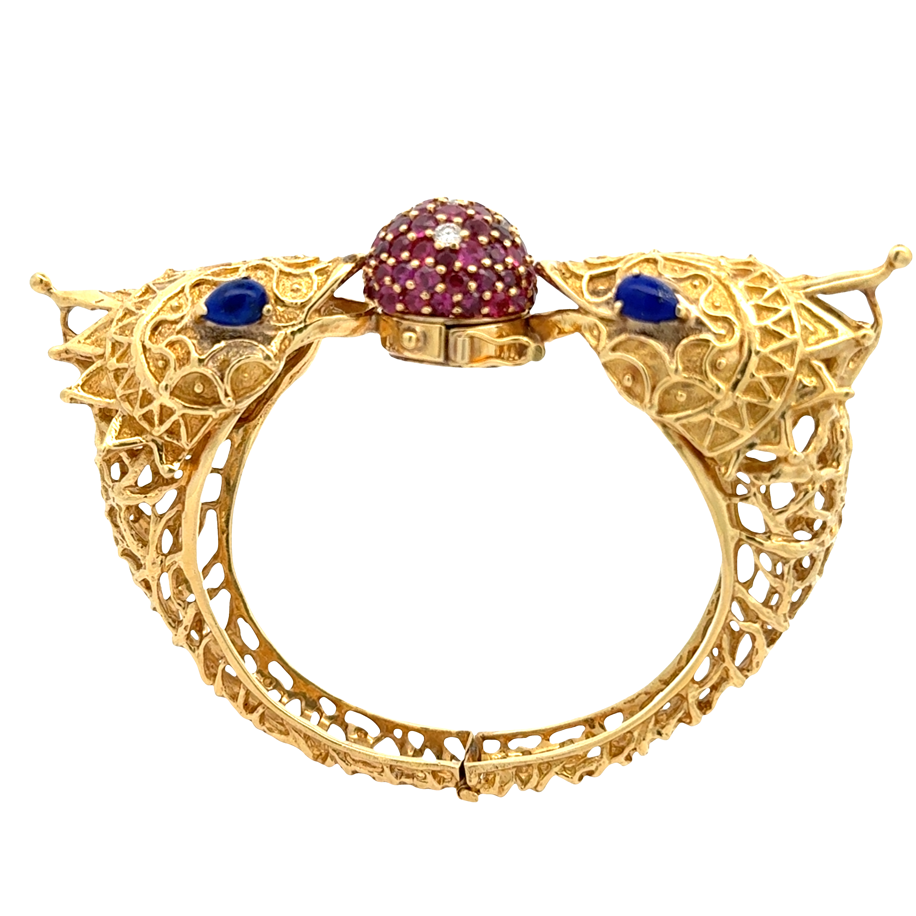 18 YELLOW GOLD RUBY DIAMOND DRAGON BRACELET