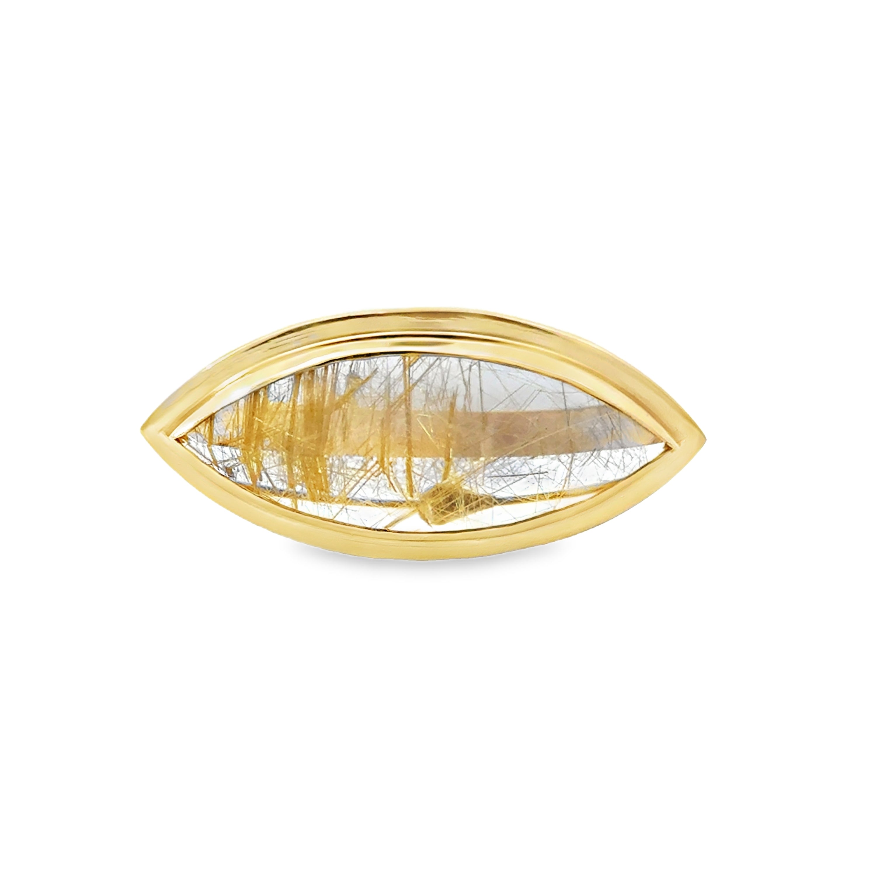 ESTATE 14 KARAT YELLOW GOLD RUTILATED QUARTZ BROOCH