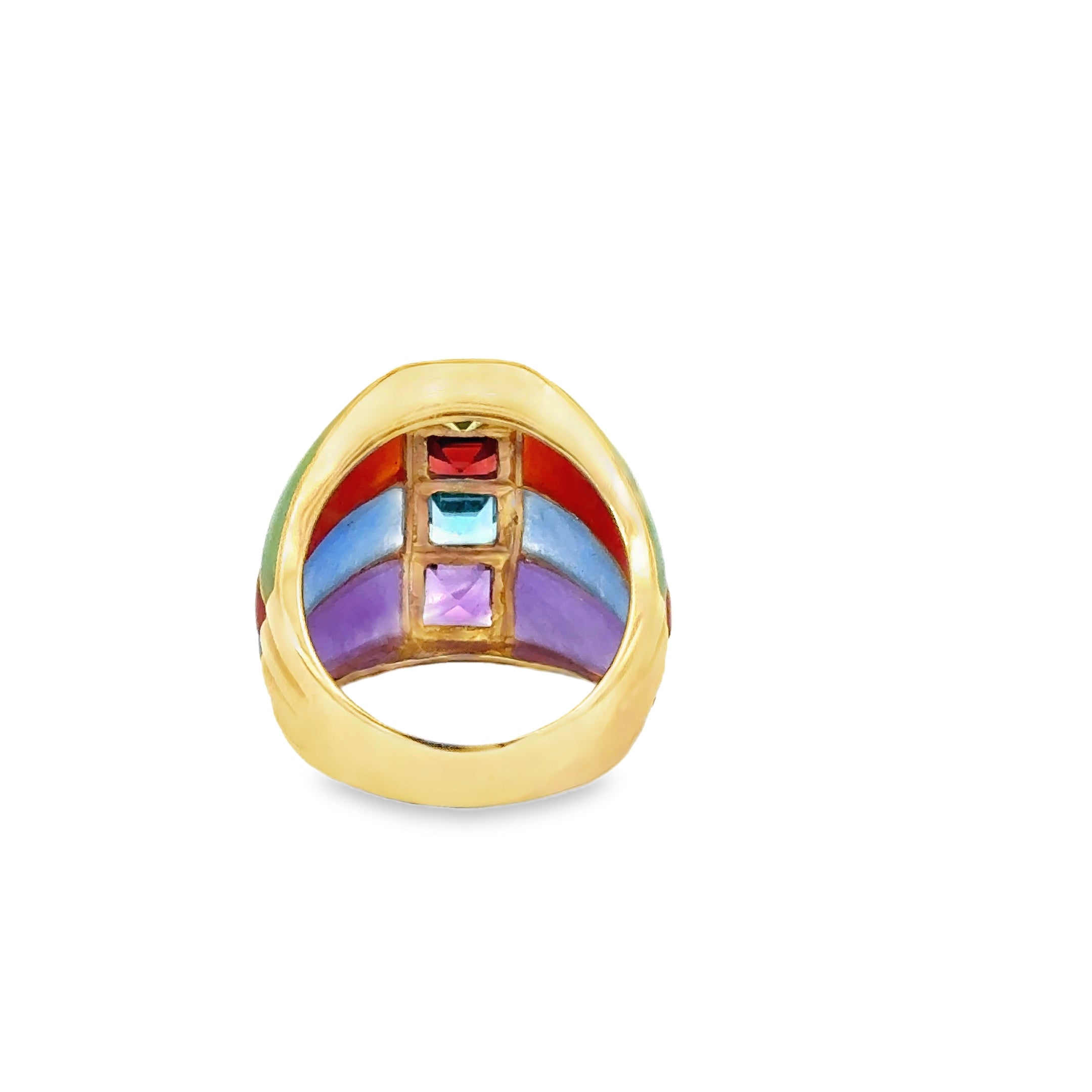 14 KARAT YELLOW GOLD RAINBOW GEM RING