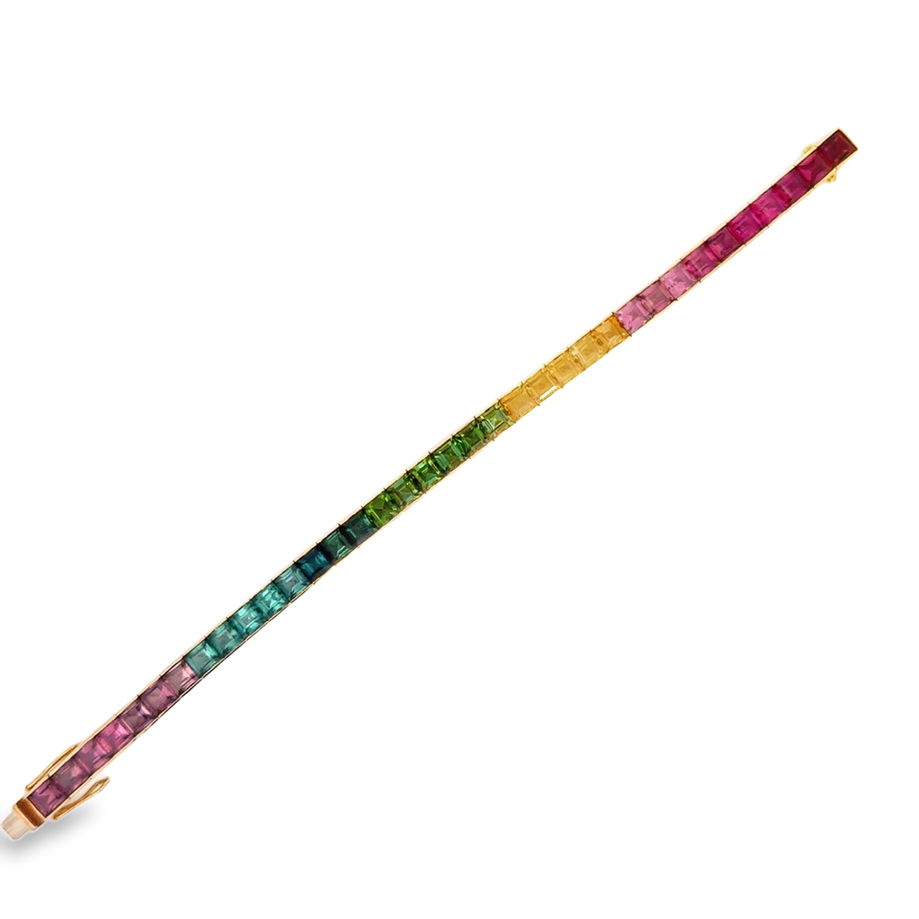 18 KARAT RAINBOW GEMSTONE TENNIS BRACELET