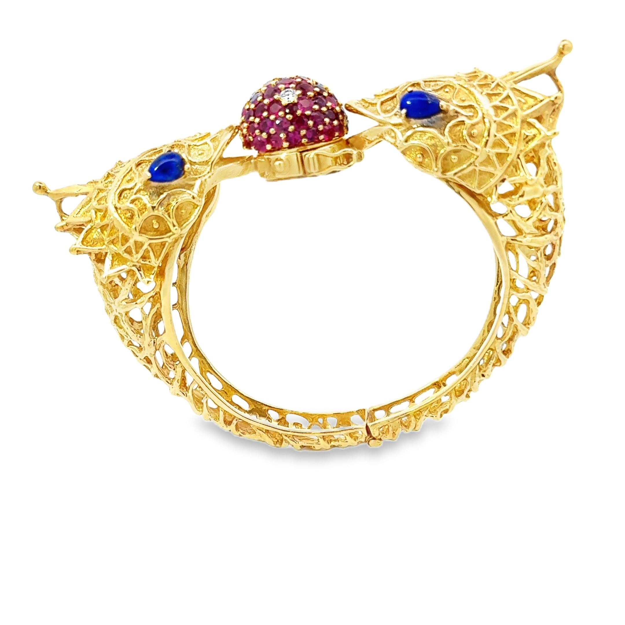 18 YELLOW GOLD RUBY DIAMOND DRAGON BRACELET