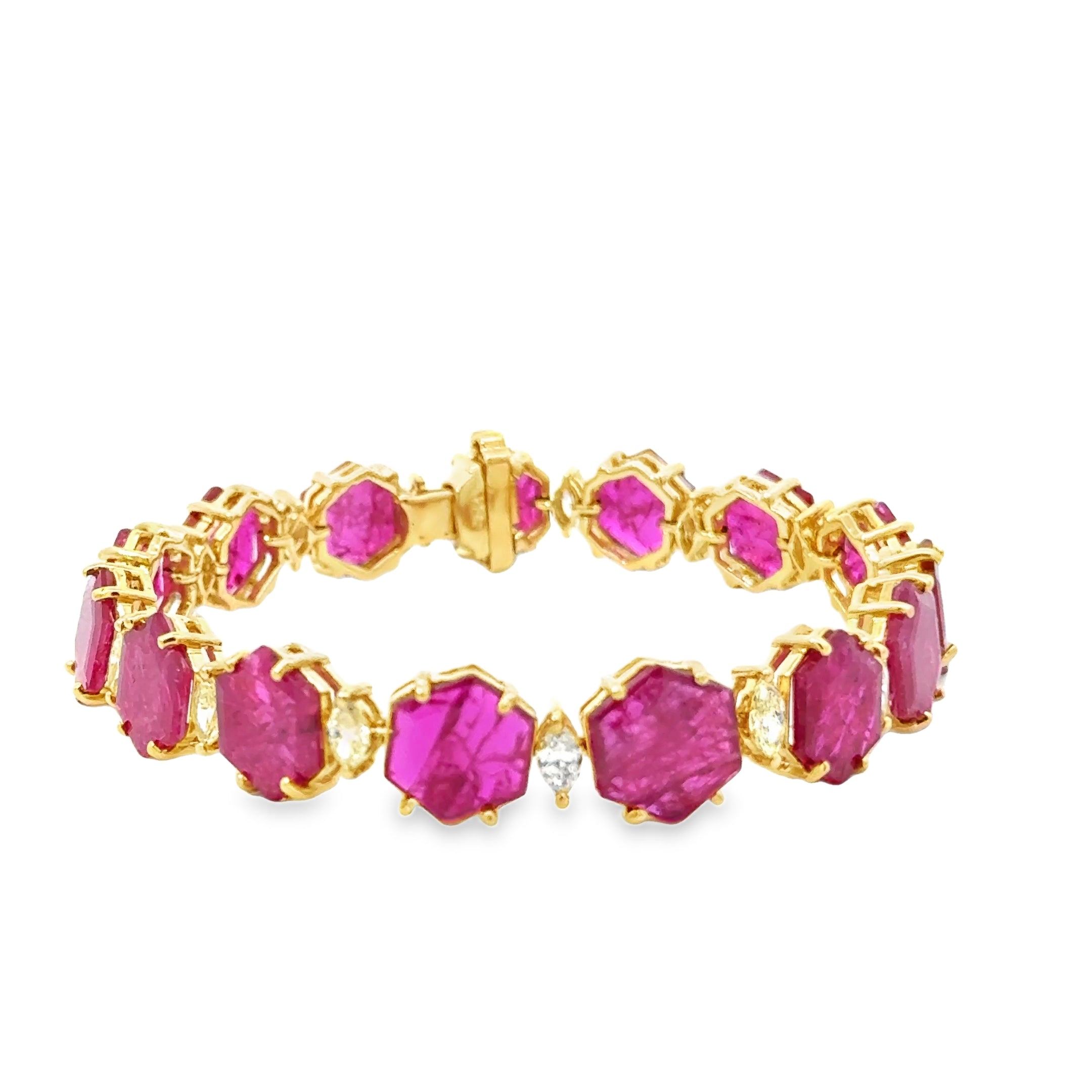 18 KARAT GOLD RUBY AND DIAMOND BRACELET
