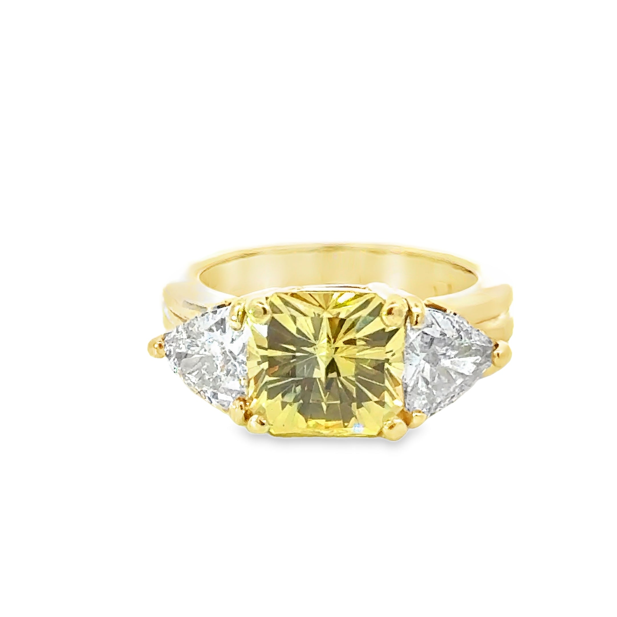 18 Karat Gold Yellow Sapphire and Diamond Ring