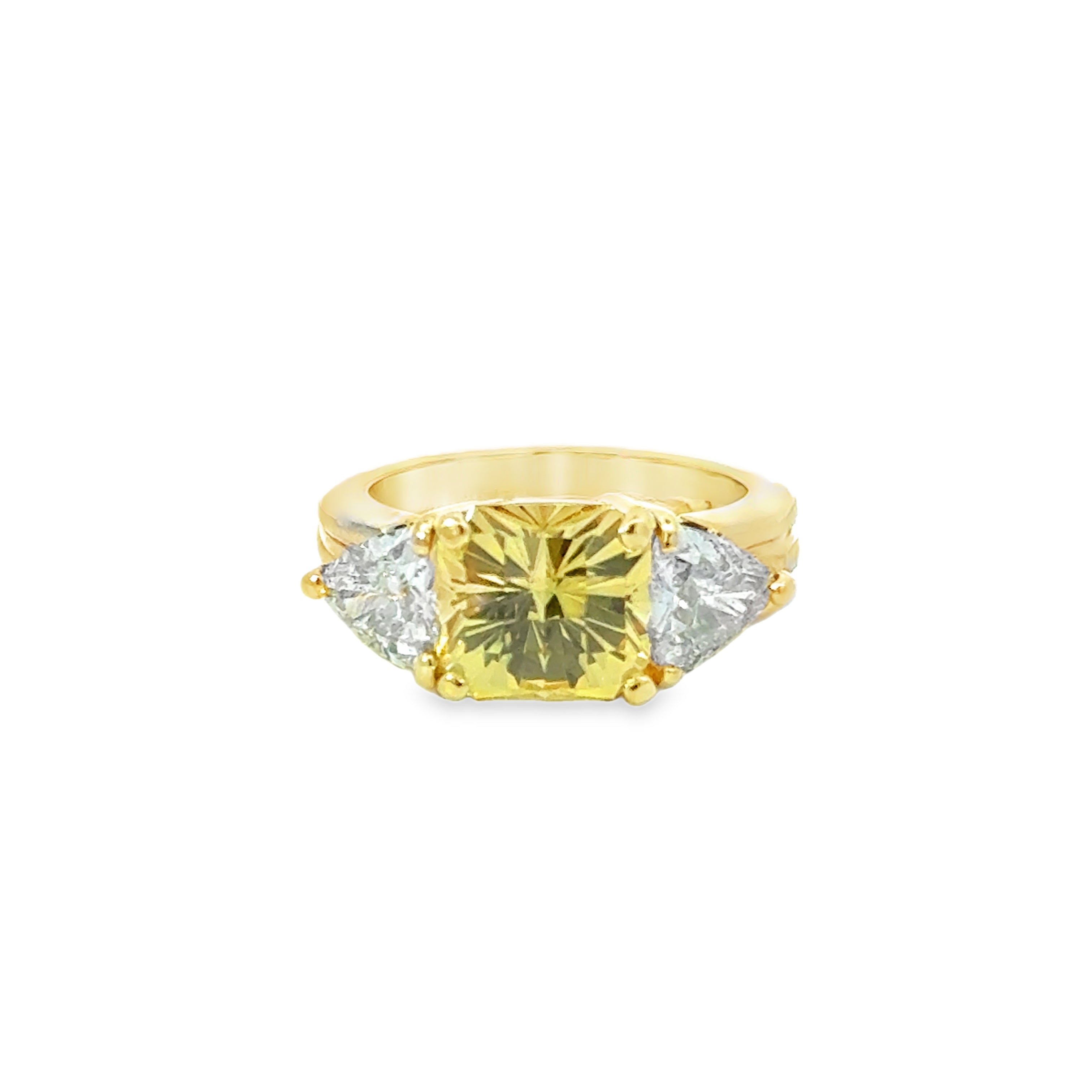 18 Karat Gold Yellow Sapphire and Diamond Ring