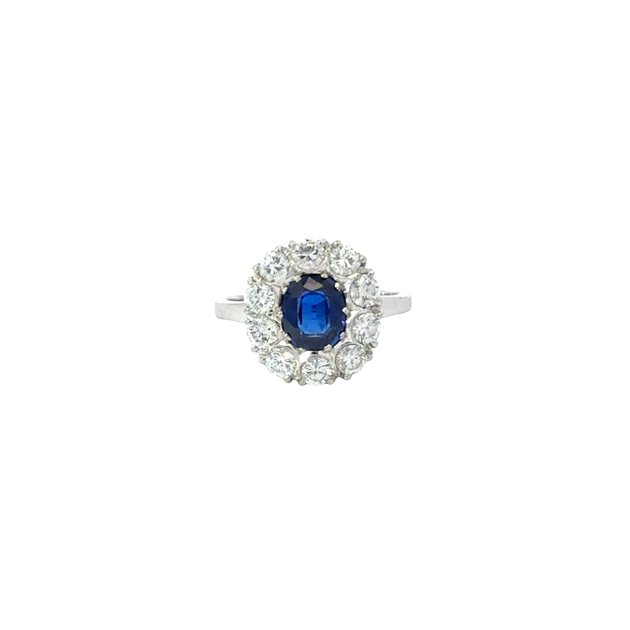 2.25 CARAT SAPPHIRE AND DIAMOND PLATINUM RING