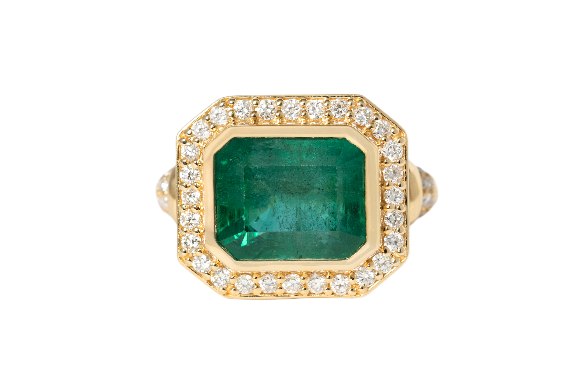 6.04 CT EMERALD 18K GOLD EAST-WEST RING