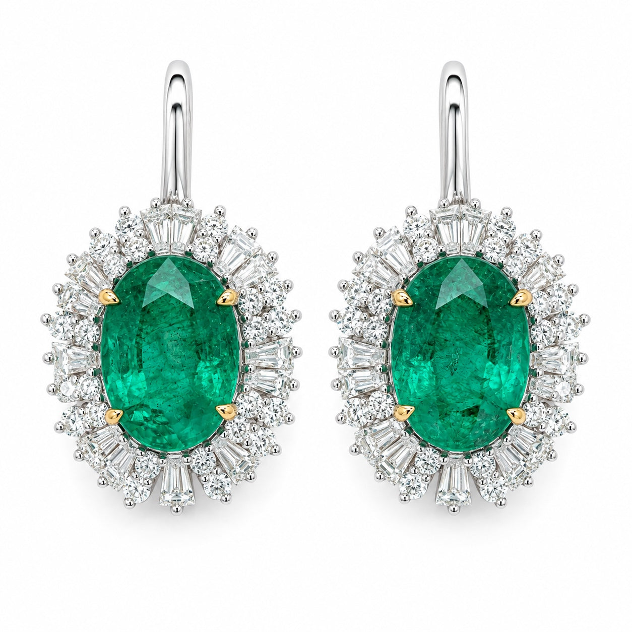 7.31 CT OVAL EMERALD AND DIAMOND CELESTE EARRINGS