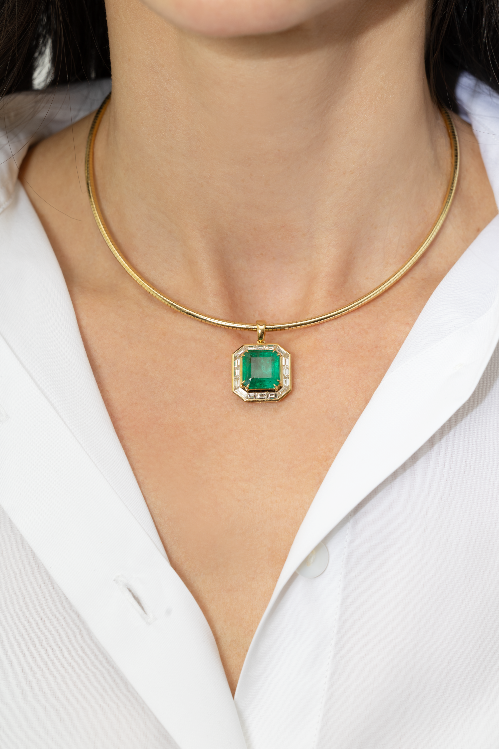 6.88 CARAT EMERALD AND DIAMOND PENDANT