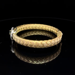 VINTAGE 14 KARAT BICOLOR YELLOW GOLD TSAVORITE AND DIAMOND BRACELET