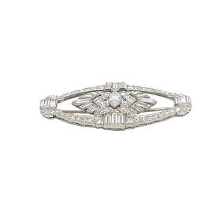 PLATINUM AND DIAMOND RETRO BROOCH
