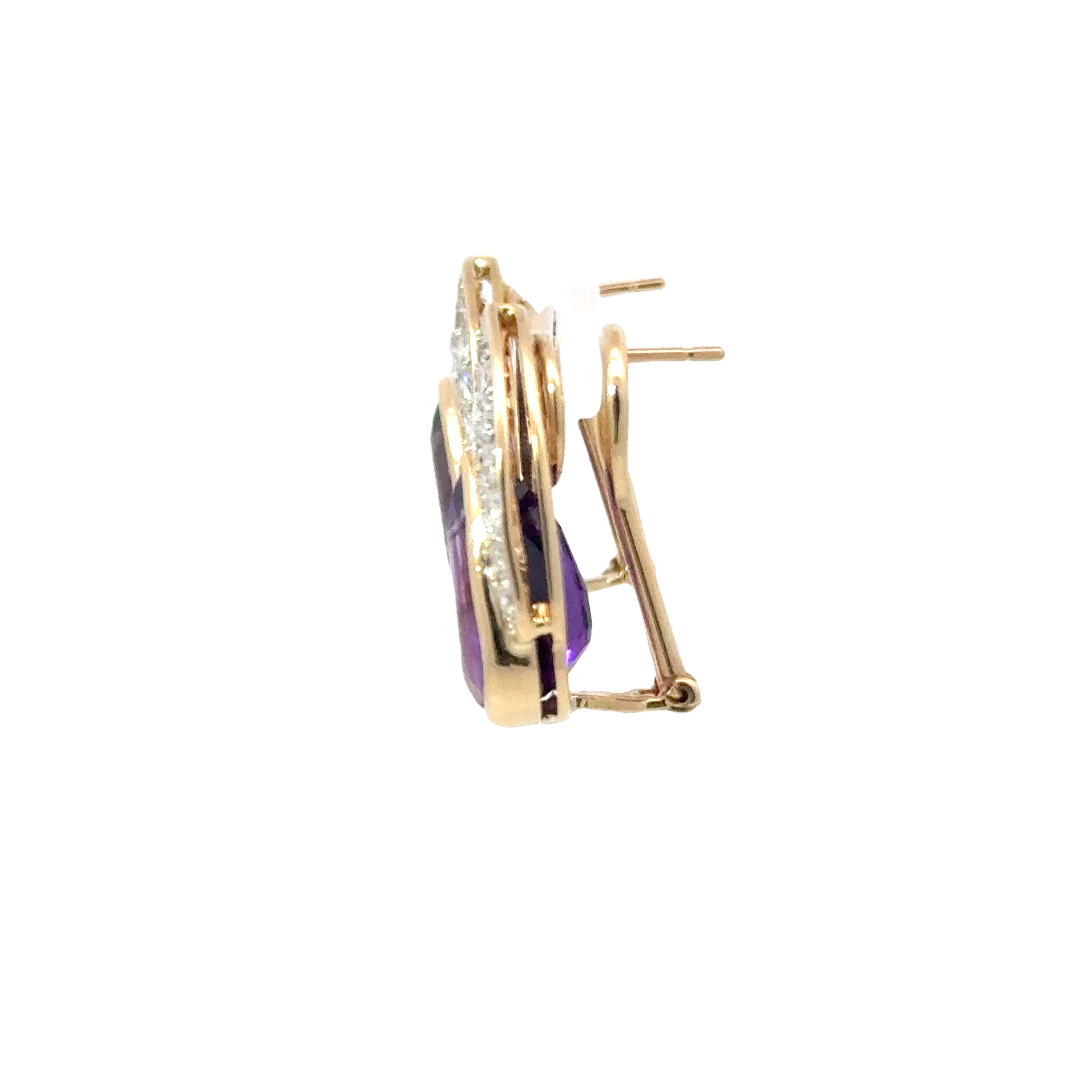 14 KARAT GOLD AMETHYST AND DIAMOND EARRINGS
