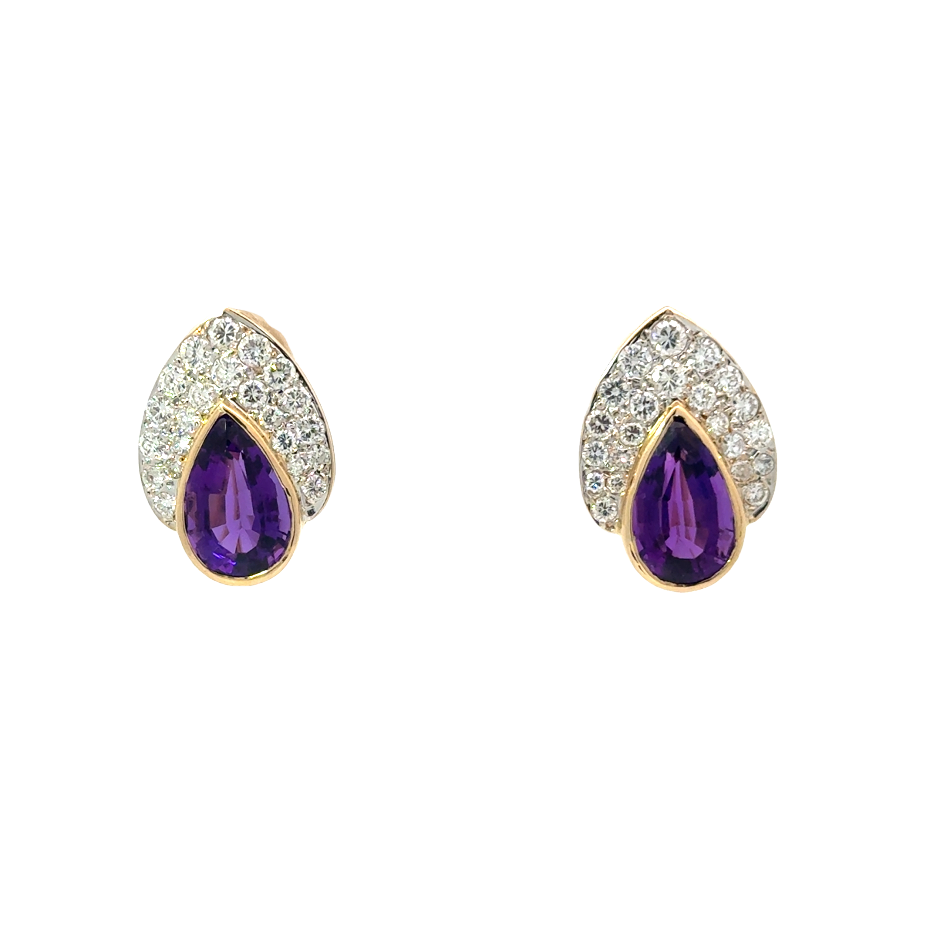 14 KARAT GOLD AMETHYST AND DIAMOND EARRINGS