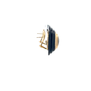 14 KARAT GOLD CITRINE & ONYX EARRINGS