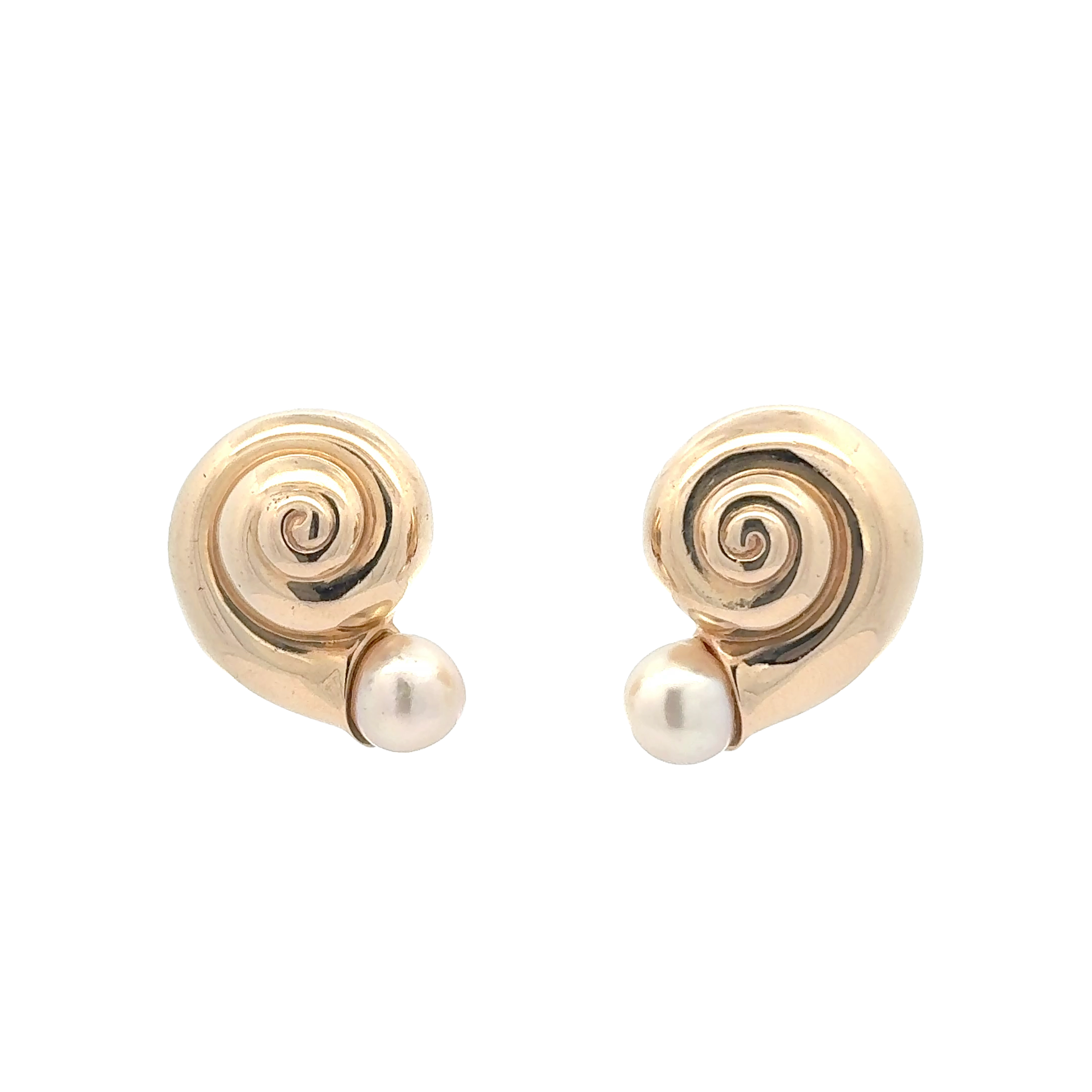 14 KARAT SEASHELL PEARL EARRINGS