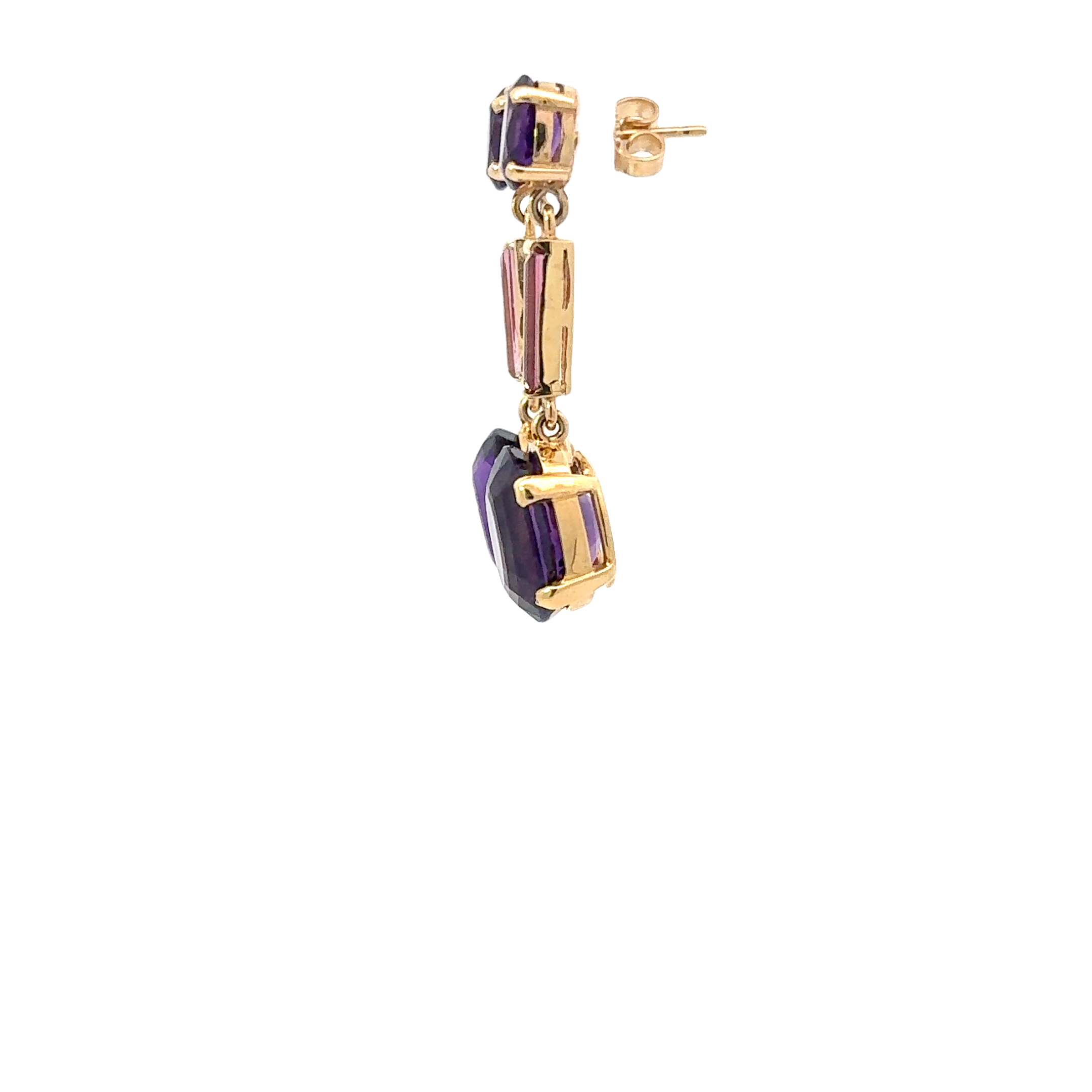 14 KARAT AMETHYST AND TOURMALINE EARRINGS