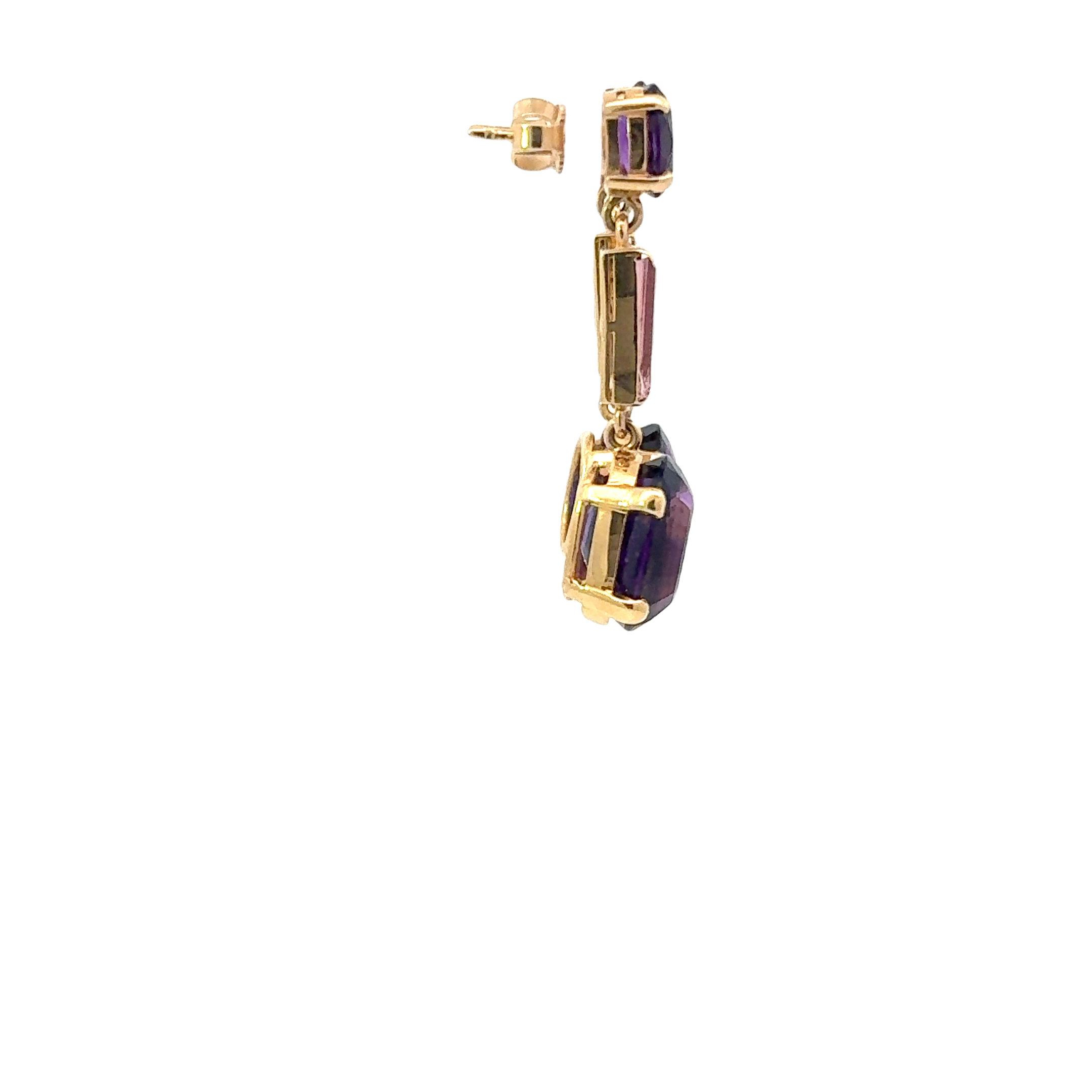 14 KARAT AMETHYST AND TOURMALINE EARRINGS