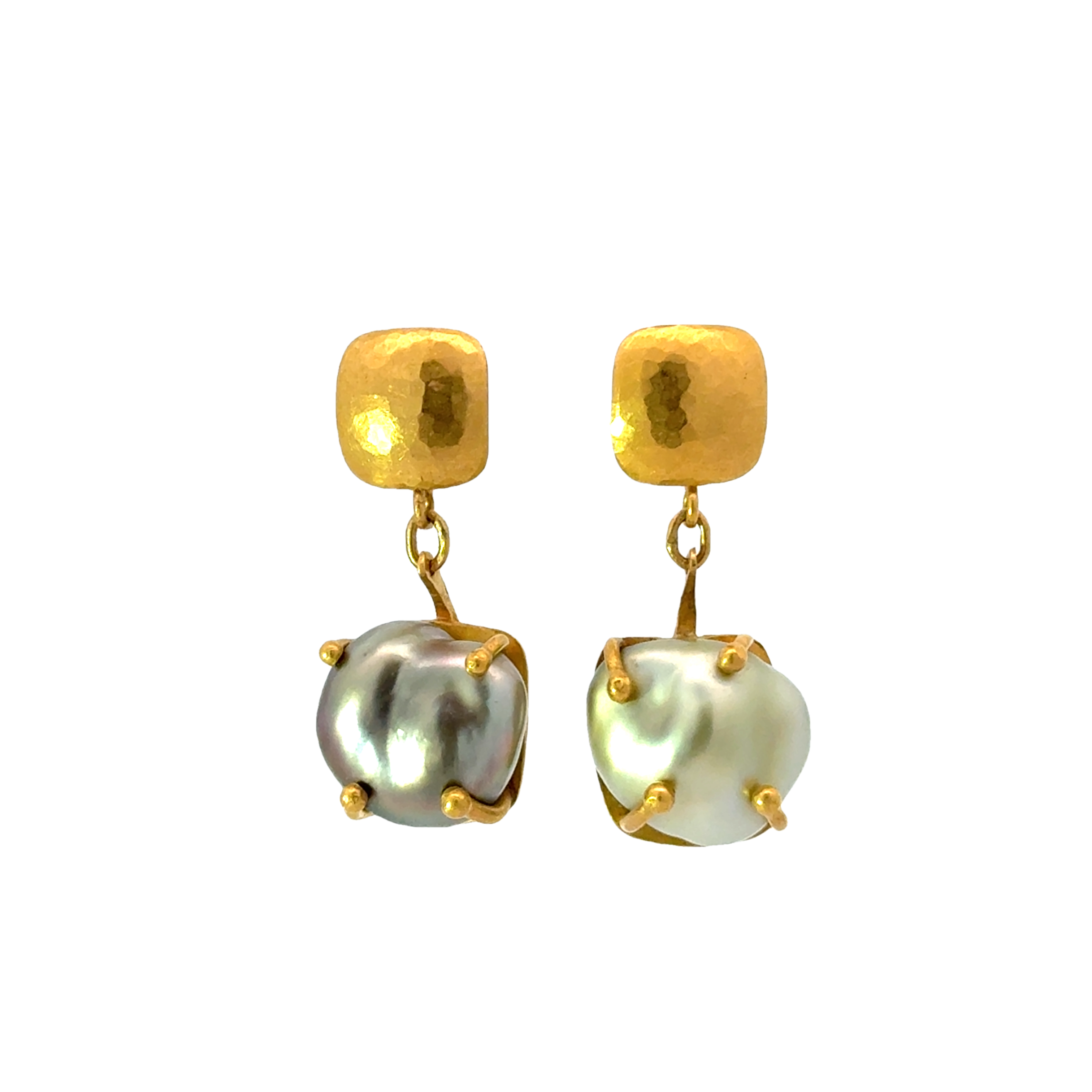 22 KARAT YELLOW GOLD AND CULTURED PEARL EARRINGS