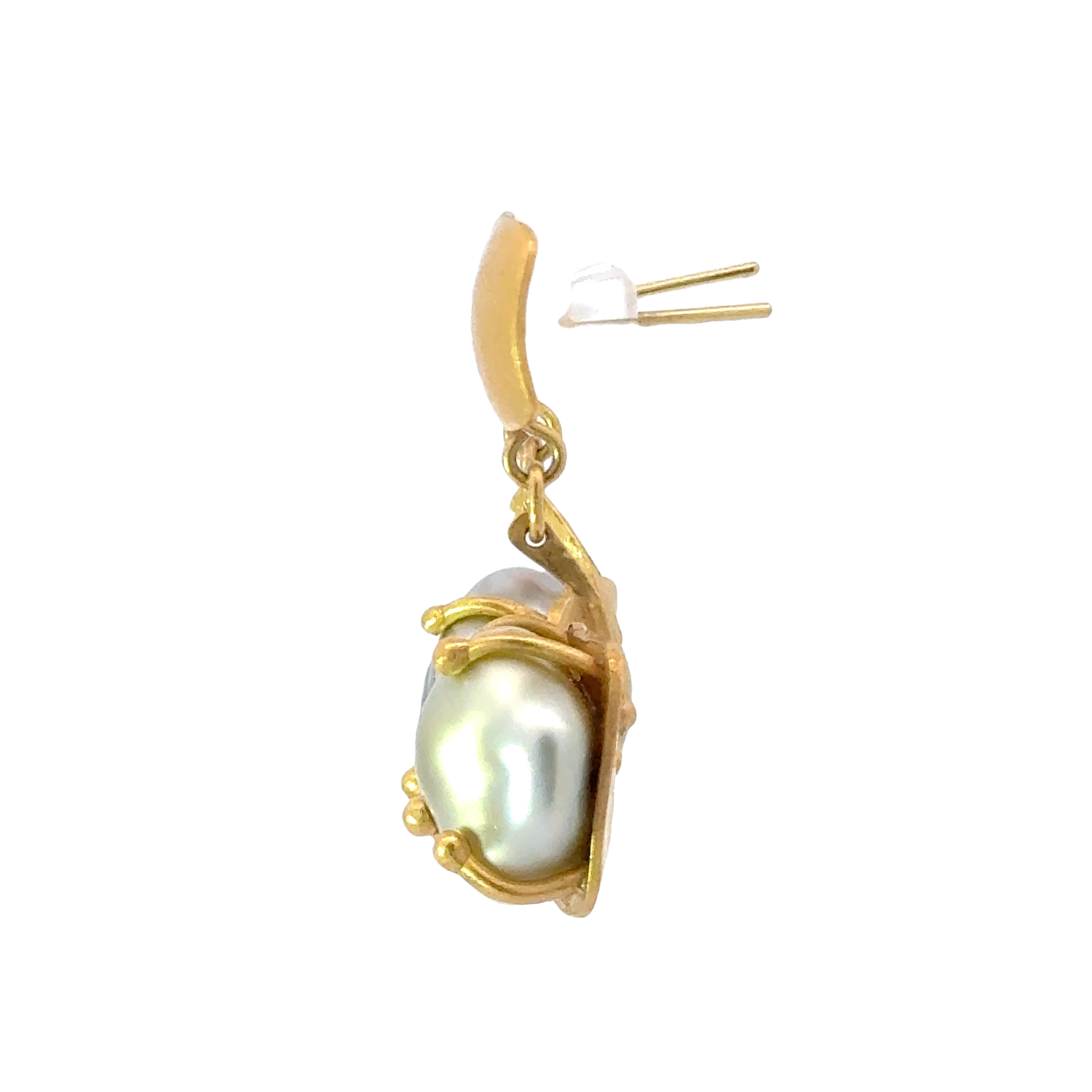 22 KARAT YELLOW GOLD AND CULTURED PEARL EARRINGS