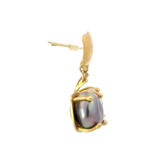 22 KARAT YELLOW GOLD AND CULTURED PEARL EARRINGS