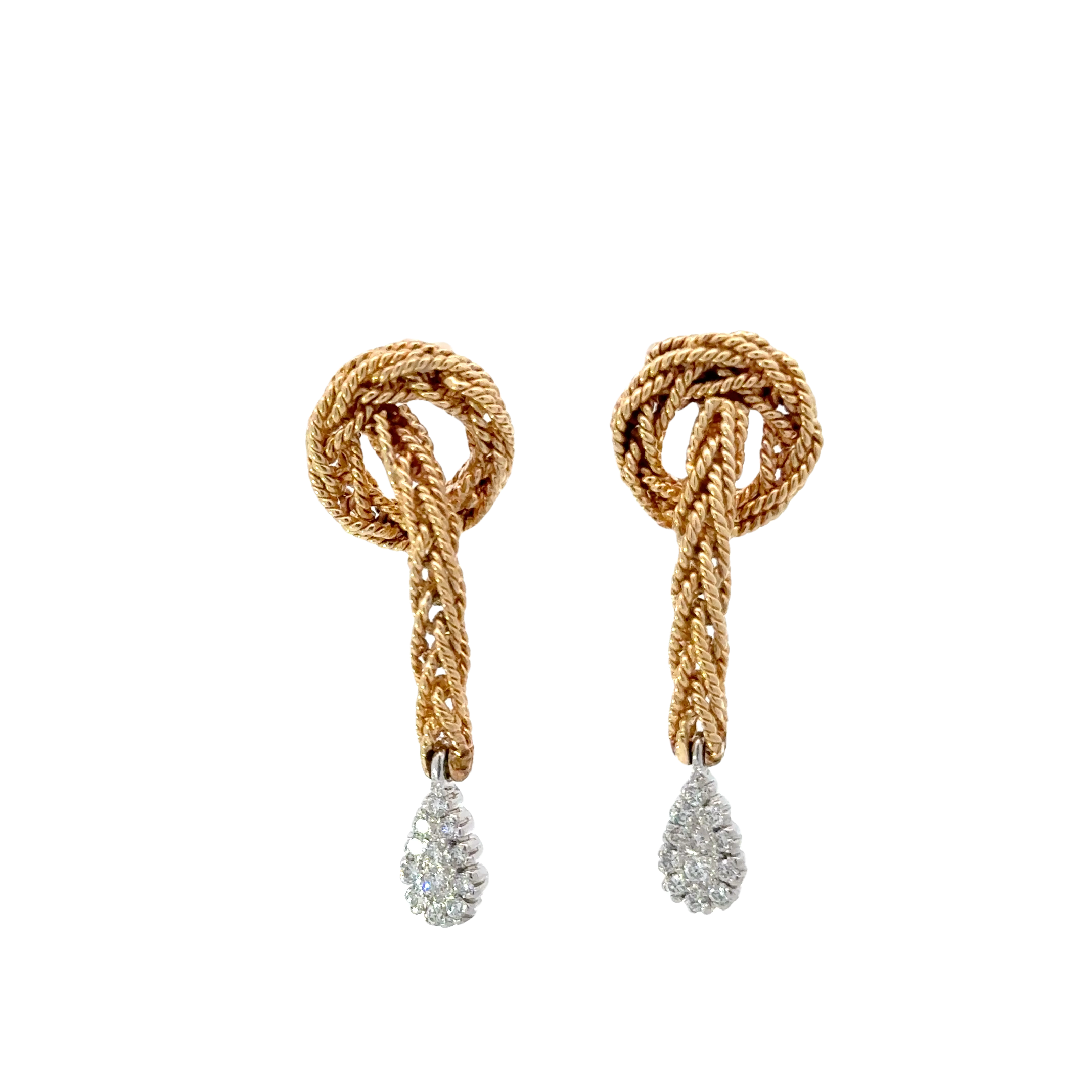 14 KARAT BICOLOR GOLD AND DIAMOND EARRINGS