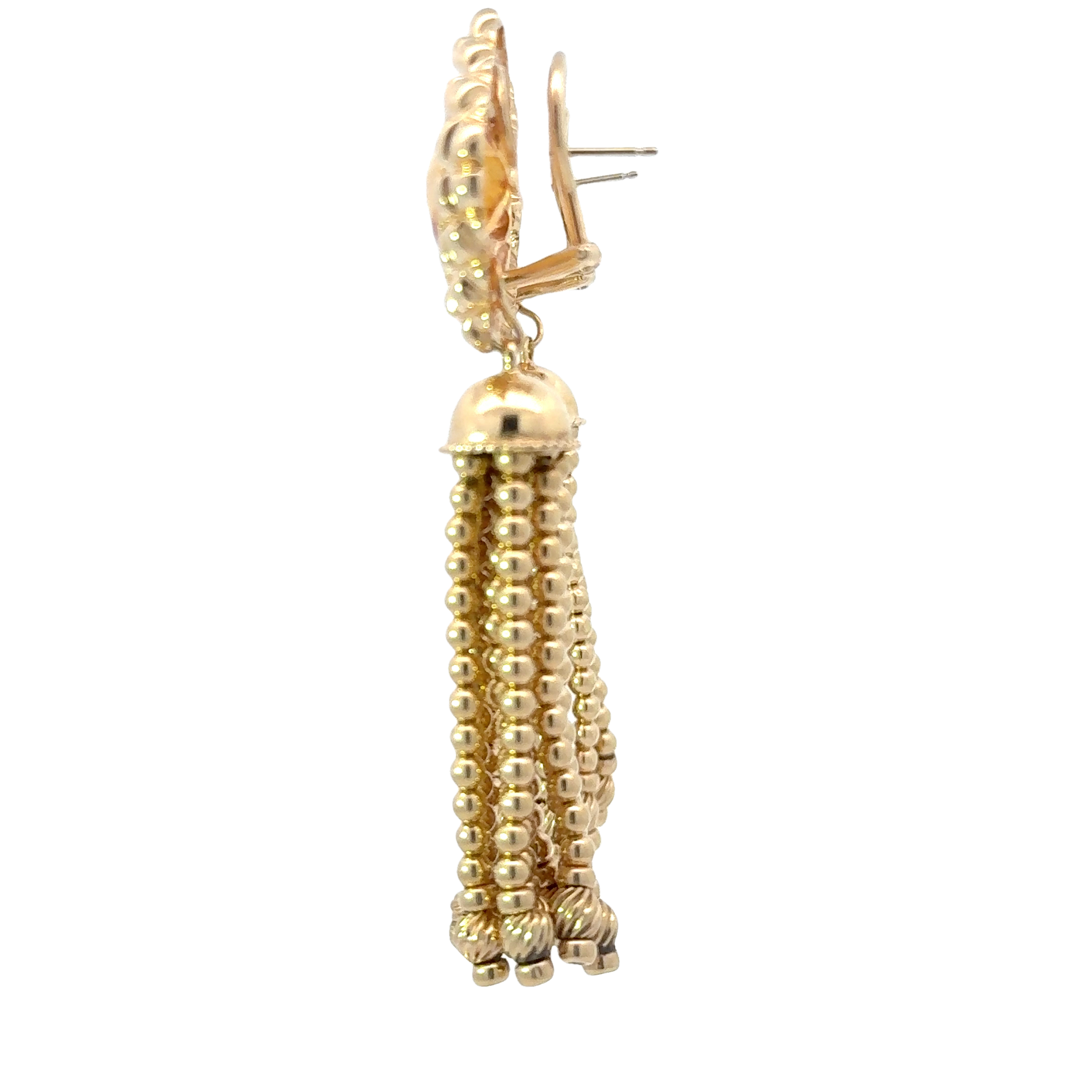 ESTATE 14 KARAT YELLOW GOLD AND CITRINE TASSEL EARRINGS