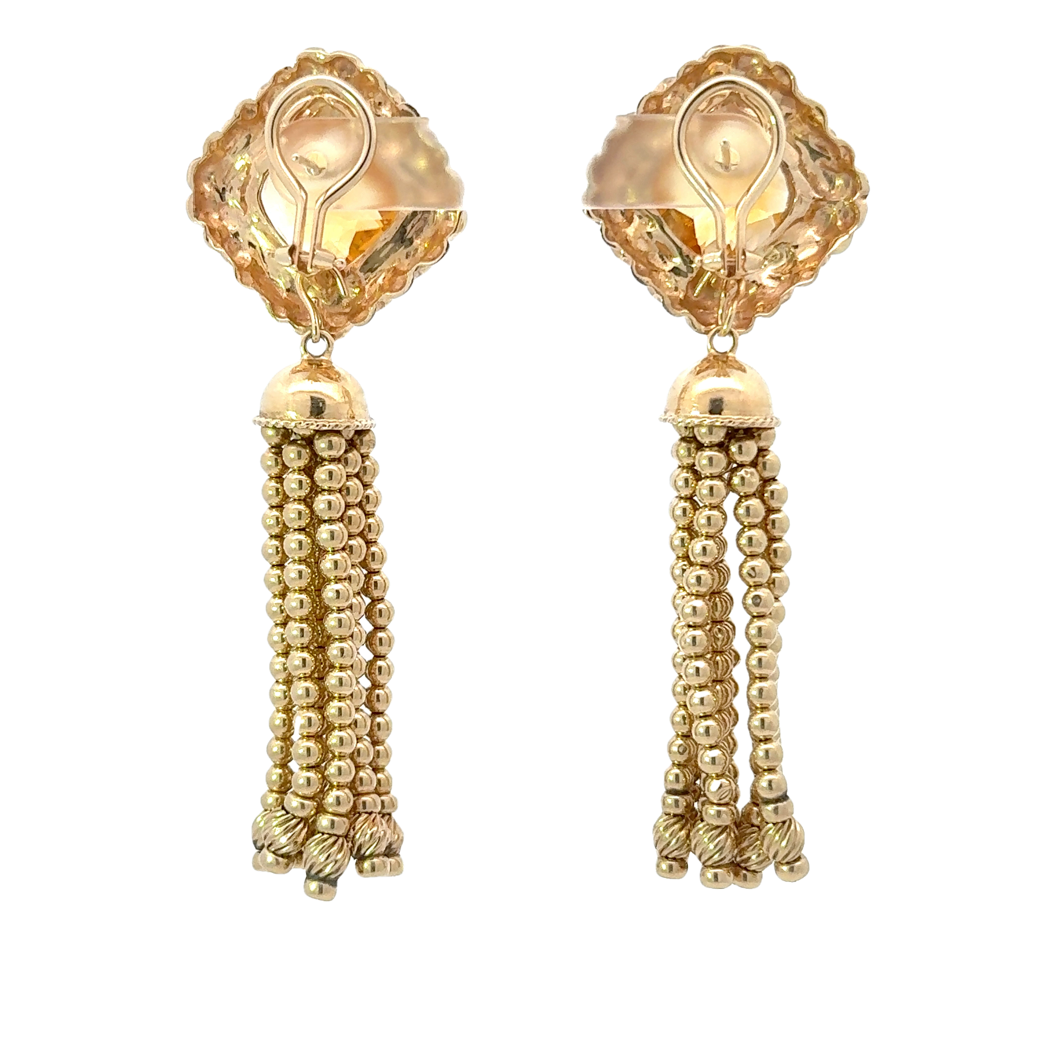 ESTATE 14 KARAT YELLOW GOLD AND CITRINE TASSEL EARRINGS