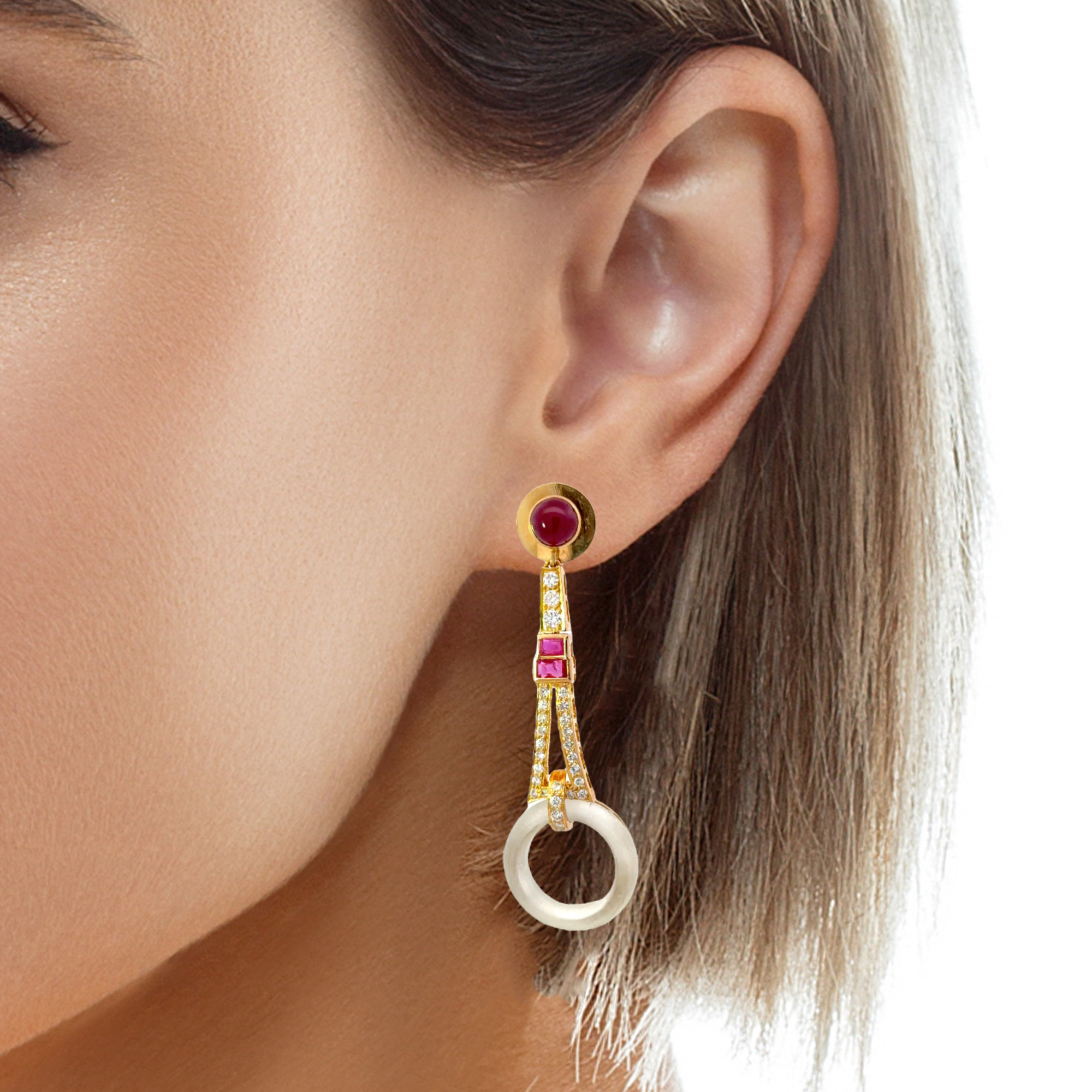 ART DECO RUBY AND DIAMOND EARRINGS