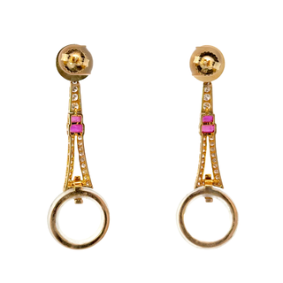 ART DECO RUBY AND DIAMOND EARRINGS