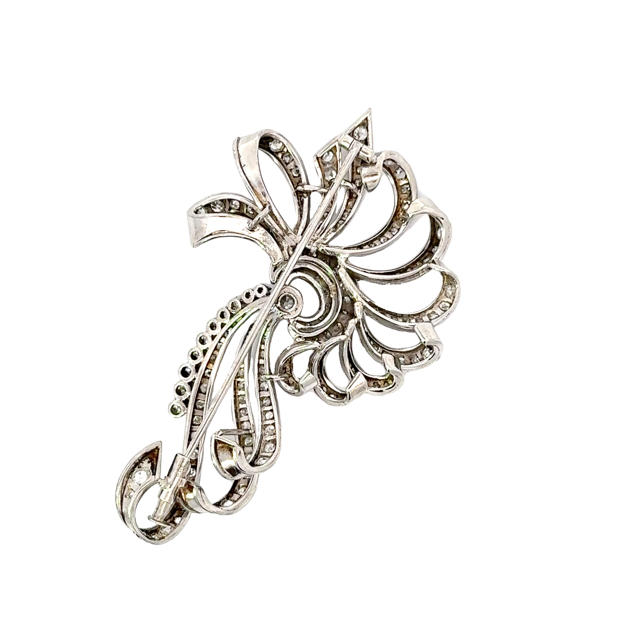 PLATINUM AND DIAMOND RETRO SPRAY BROOCH