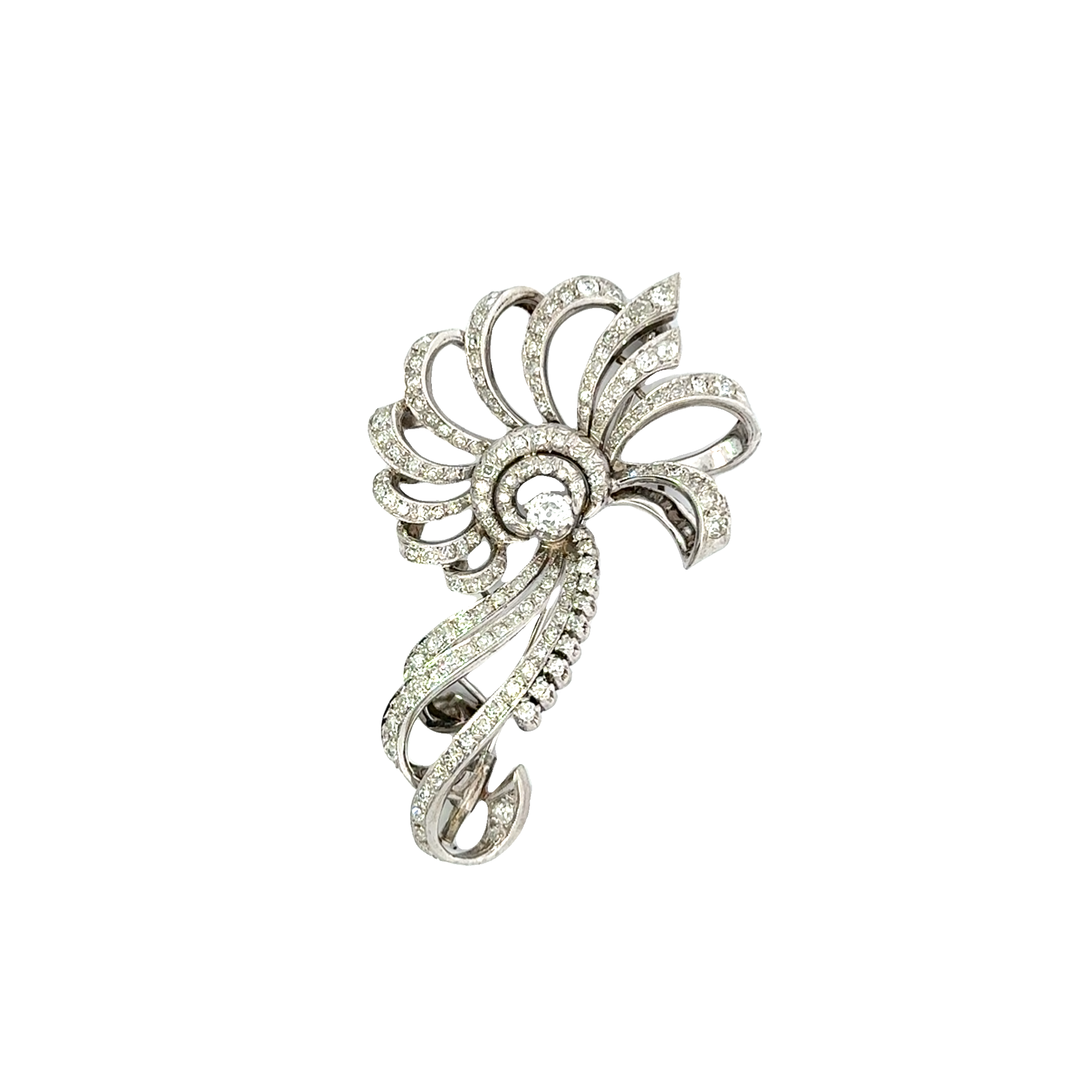 PLATINUM AND DIAMOND RETRO SPRAY BROOCH