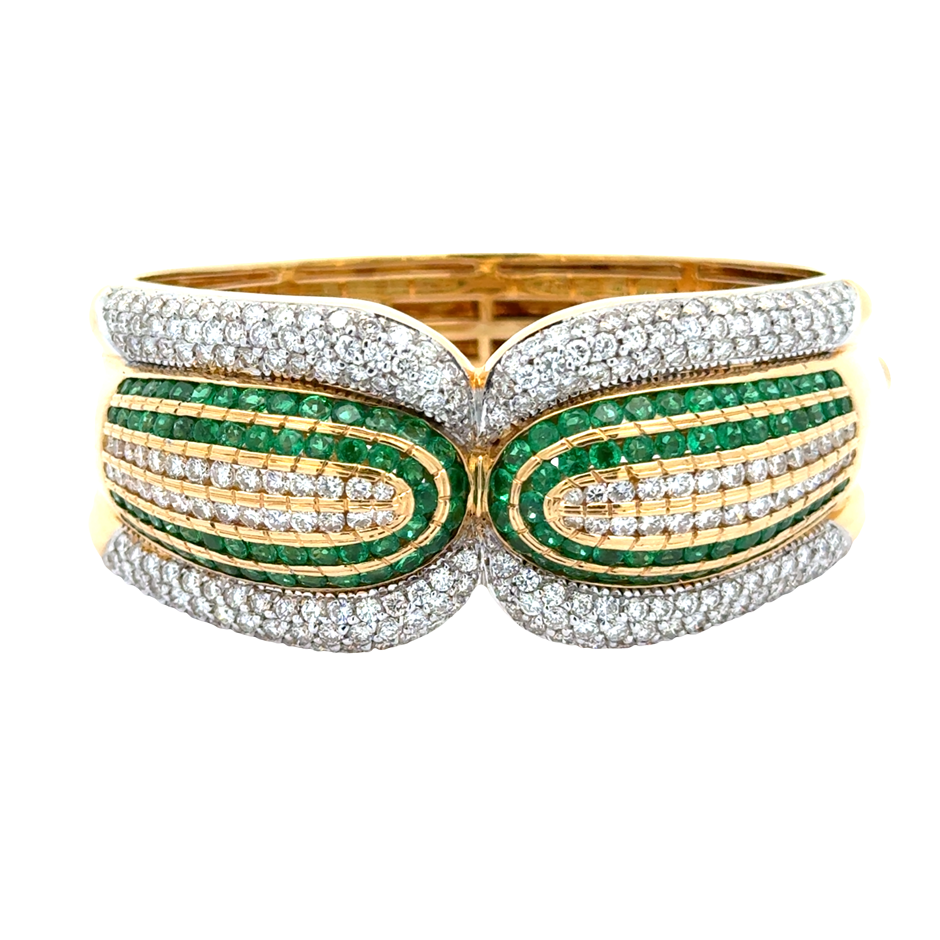 18 KARAT YELLOW GOLD DIAMOND AND EMERALD BRACELET
