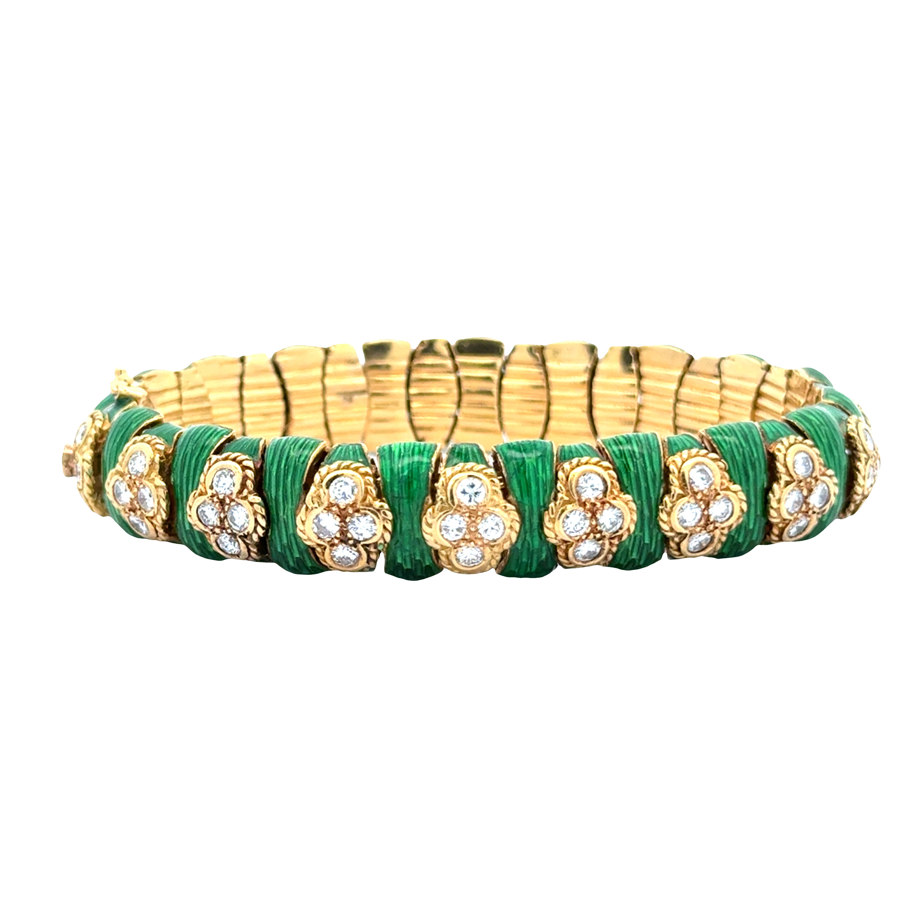 18 KARAT YELLOW GOLD ENAMEL AND DIAMOND BRACELET
